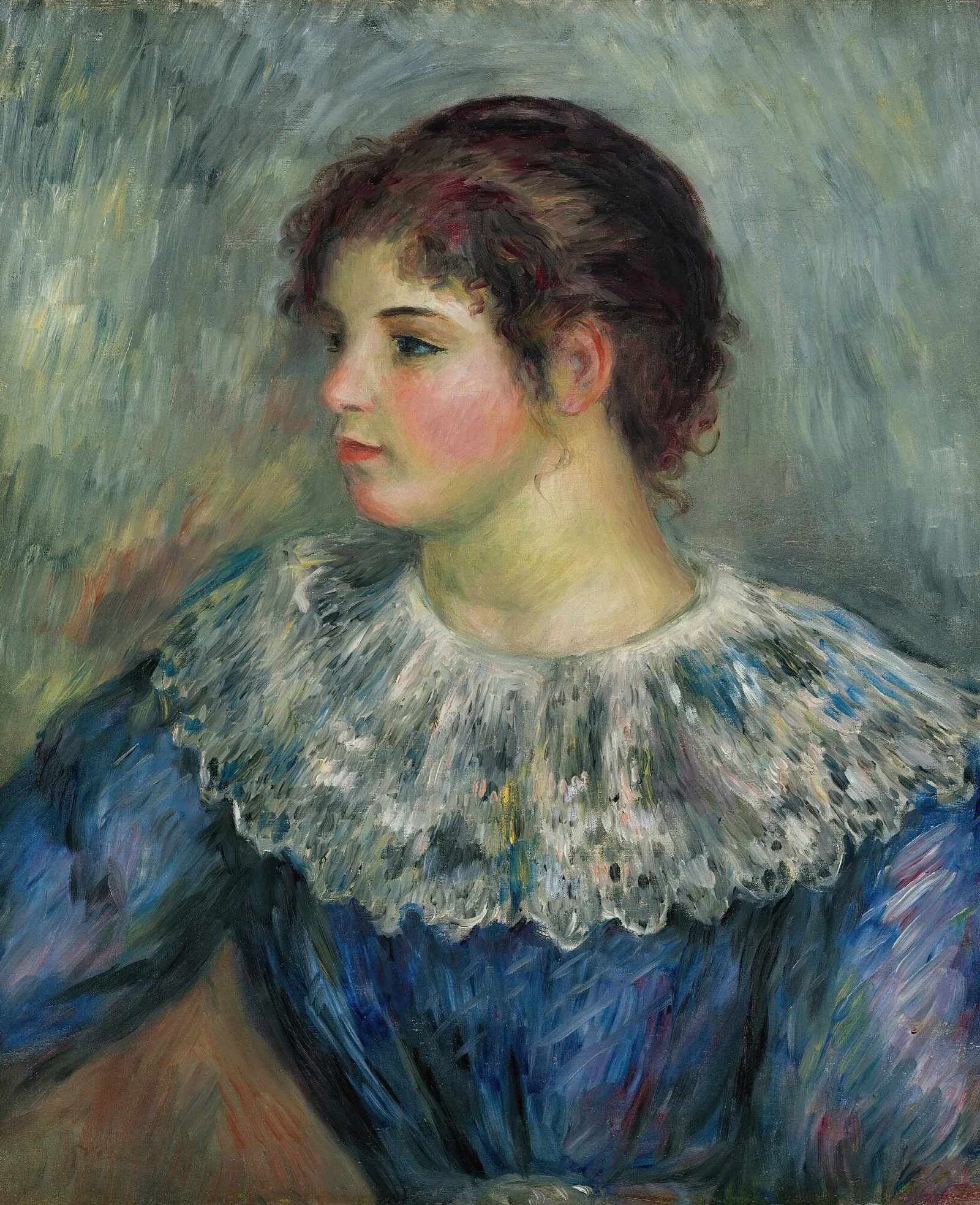 Portrait En Buste De Jeune Fille Wall Art by Pierre-Auguste Renoir - Canvas Print