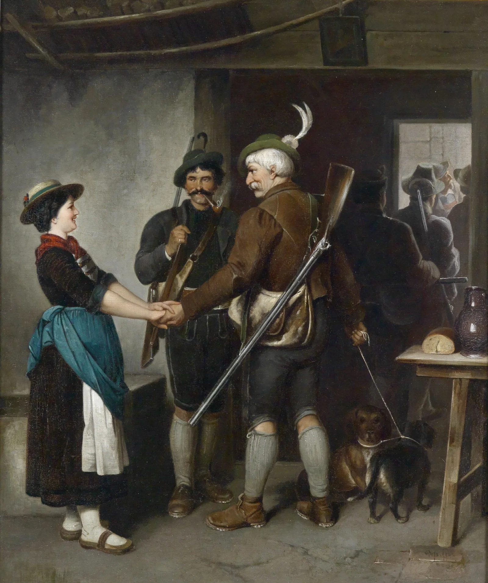 Abschied Des Jagers Wall Art by Franz von Defregger - Canvas Print