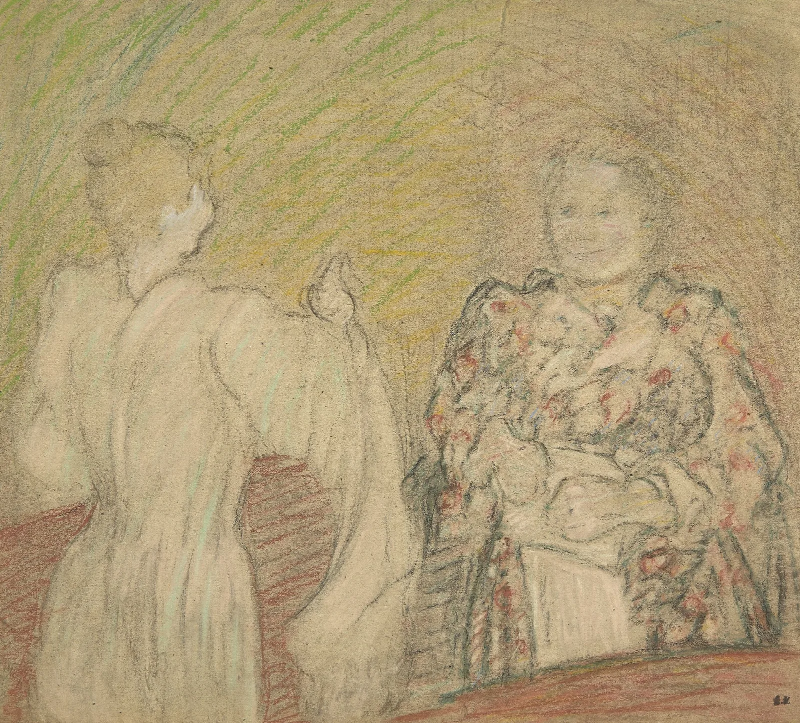 Madame Vuillard Conversant Avec Une Jeune Fille 2 Wall Art by Édouard Vuillard - Canvas Print