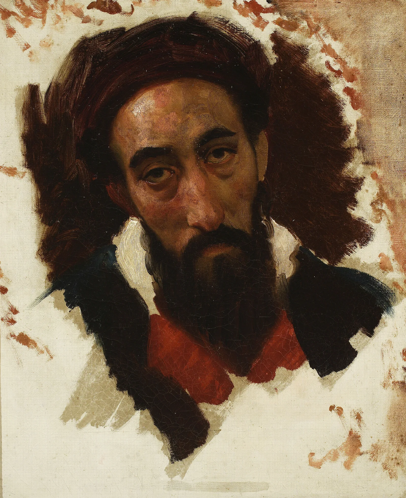 Study Of A Male Head 5 Wall Art by Horace Vernet - Canvas Print