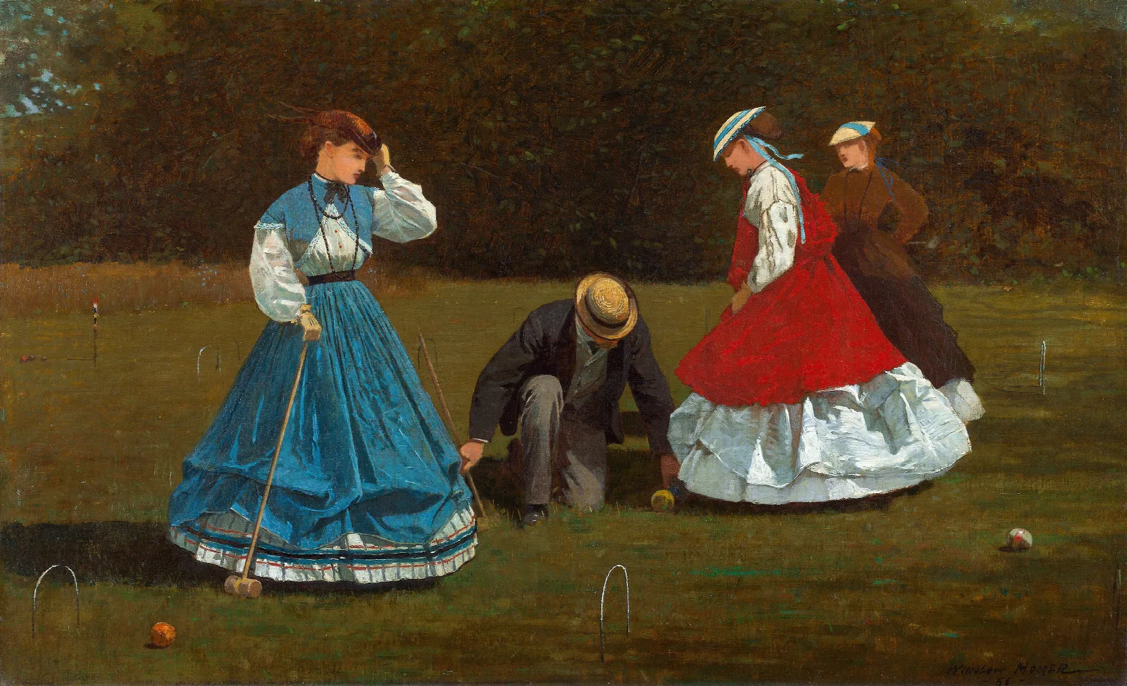 Croquet Scene Wall Art by Winslow Homer - Canvas Print