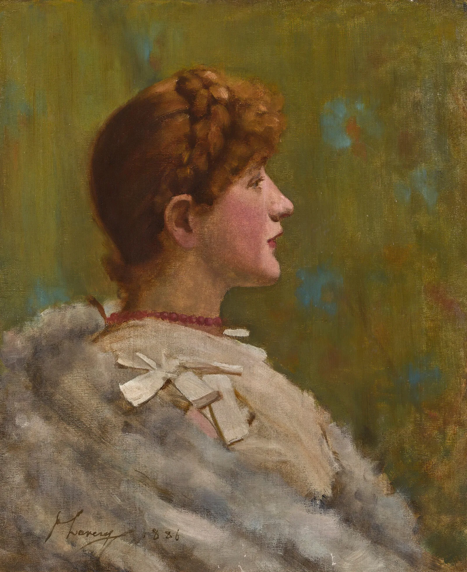 Girl In A Fur Wrap Wall Art by Sir John Lavery - Canvas Print