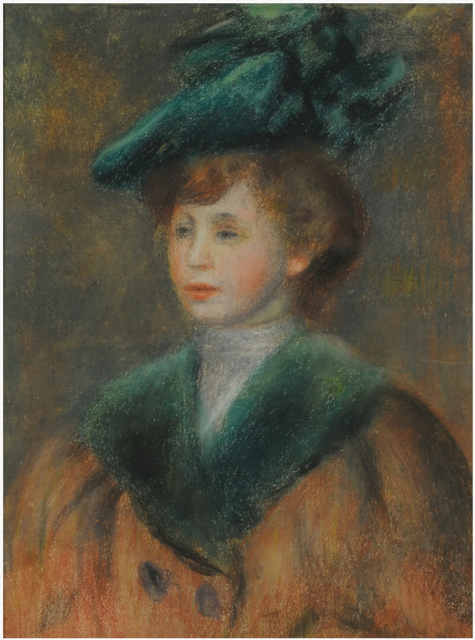 Young Woman In A Green Hat Wall Art by Pierre-Auguste Renoir - Canvas Print