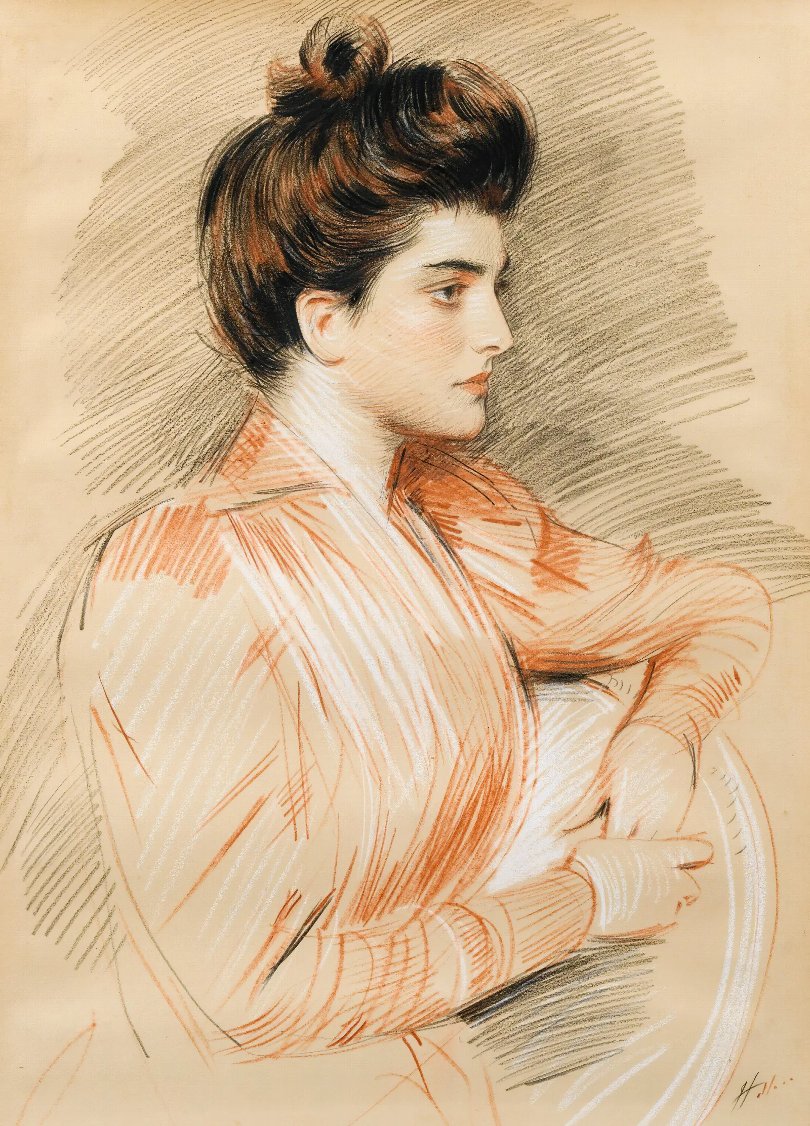 Profile Portrait Of Elisabeth Van Biema Wall Art by Paul César Helleu - Canvas Print