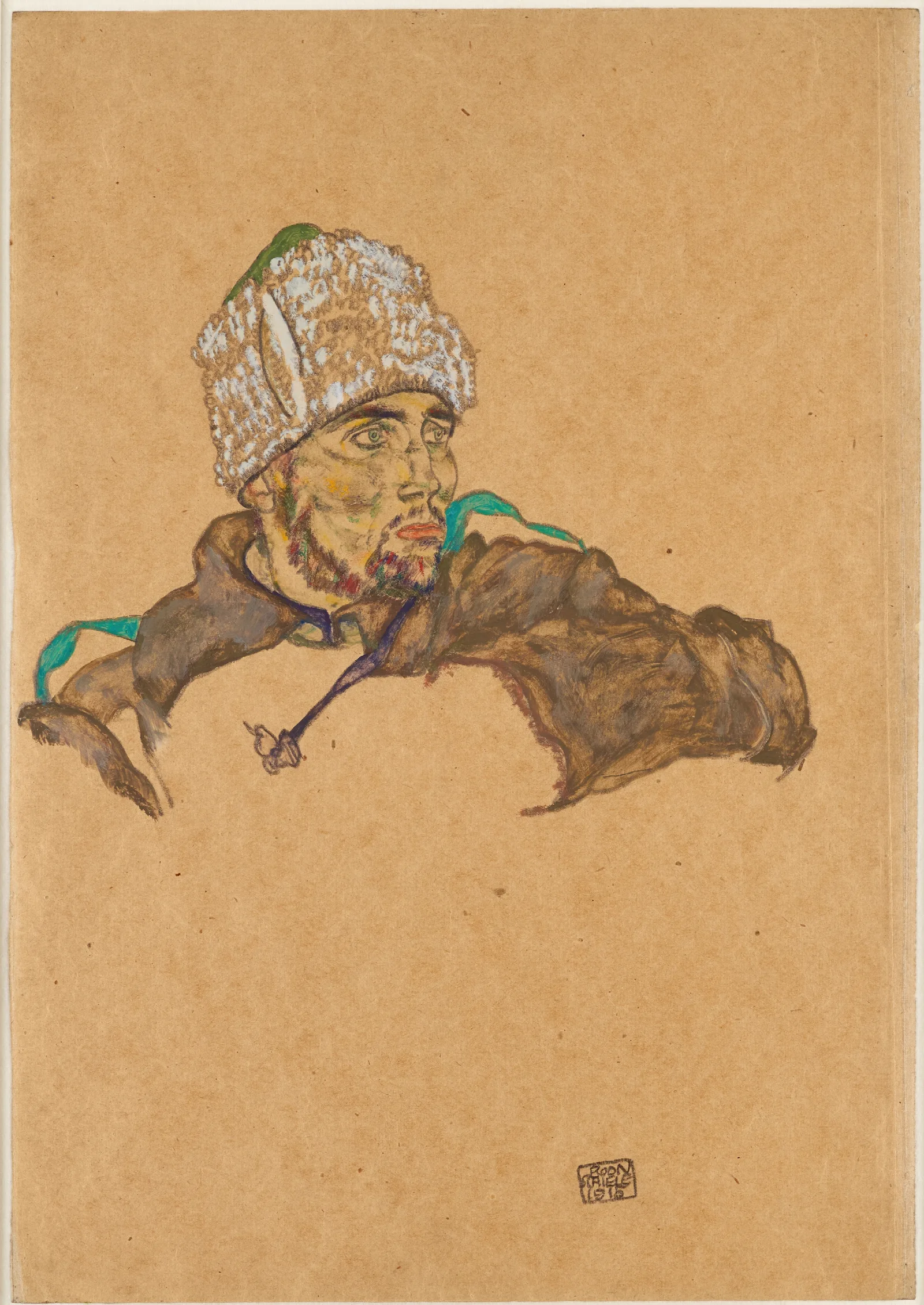 Russischer Kriegsgefangener Wall Art by Egon Schiele - Canvas Print