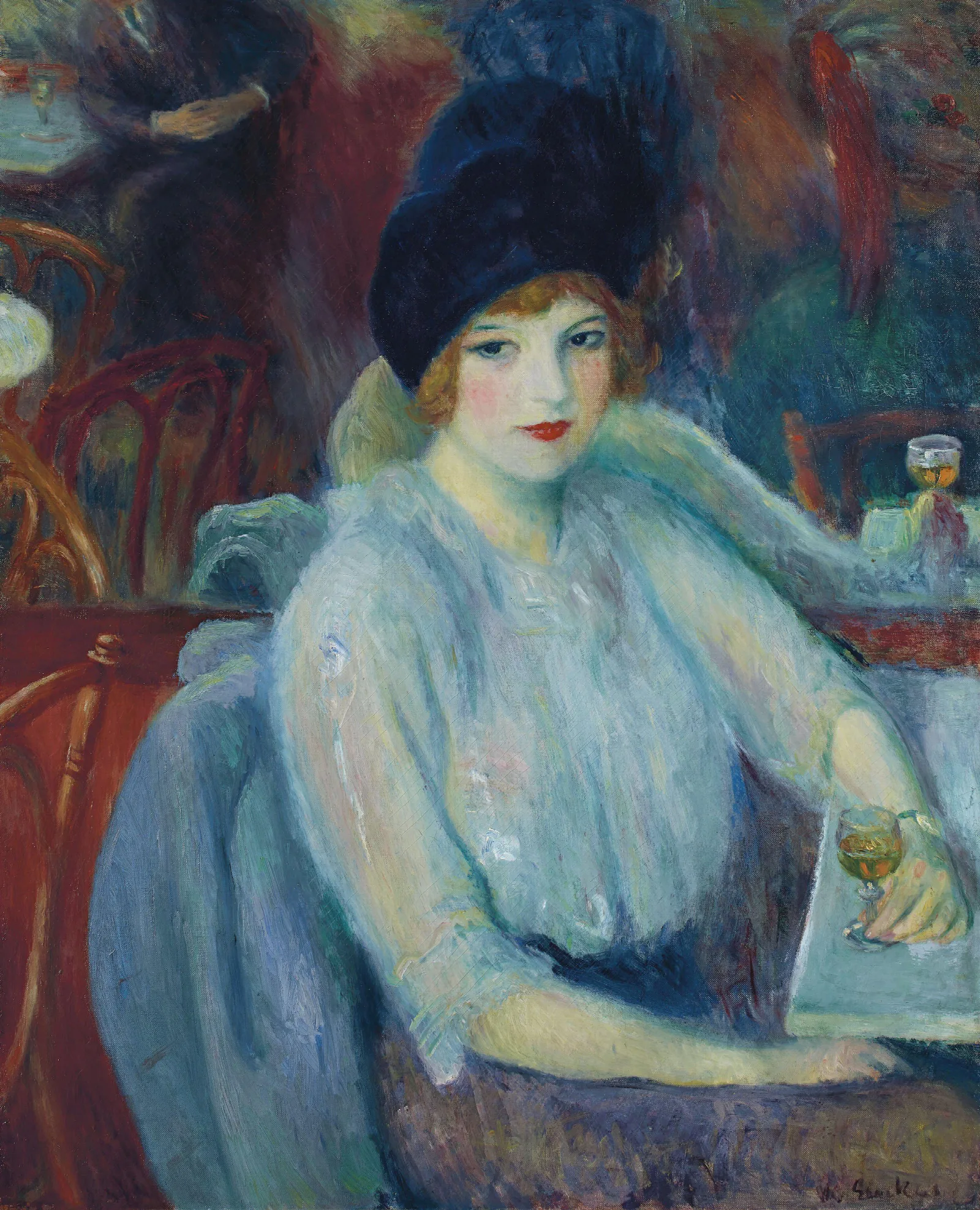 Cafe Lafayette Portrait Of Kay Laurell Wall Art by William James Glackens - Canvas Print