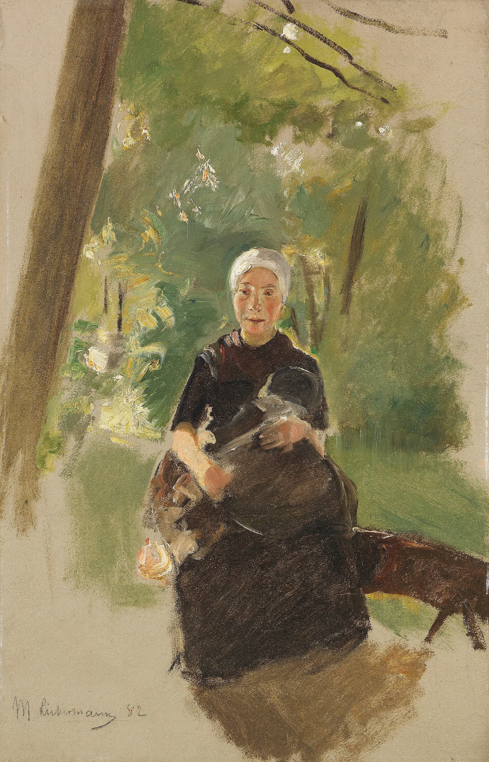 Young Mother Under Trees Wall Art by Max Liebermann - Canvas Print