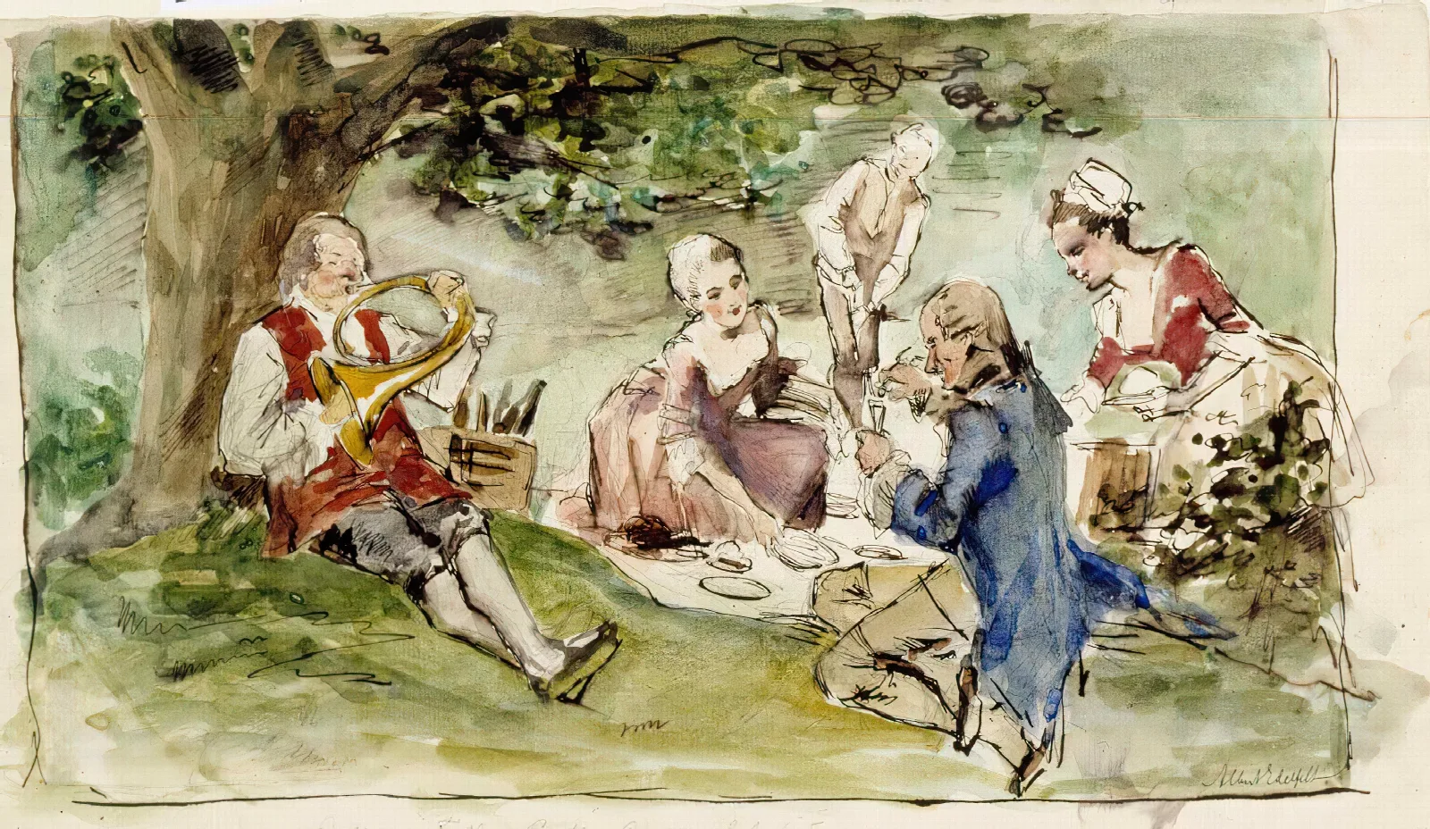 Huvila Lahteen Vierella Harjoitelma Wall Art by Albert Edelfelt - Canvas Print