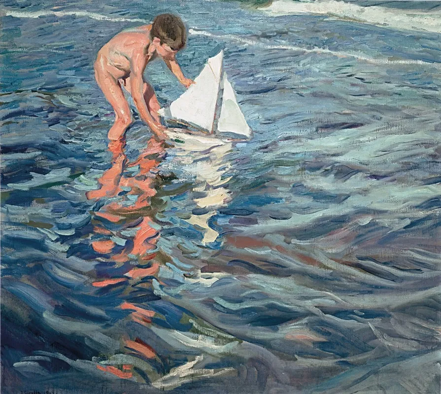 The Little Sailing Boat Wall Art by Joaquín Sorolla - Canvas Print