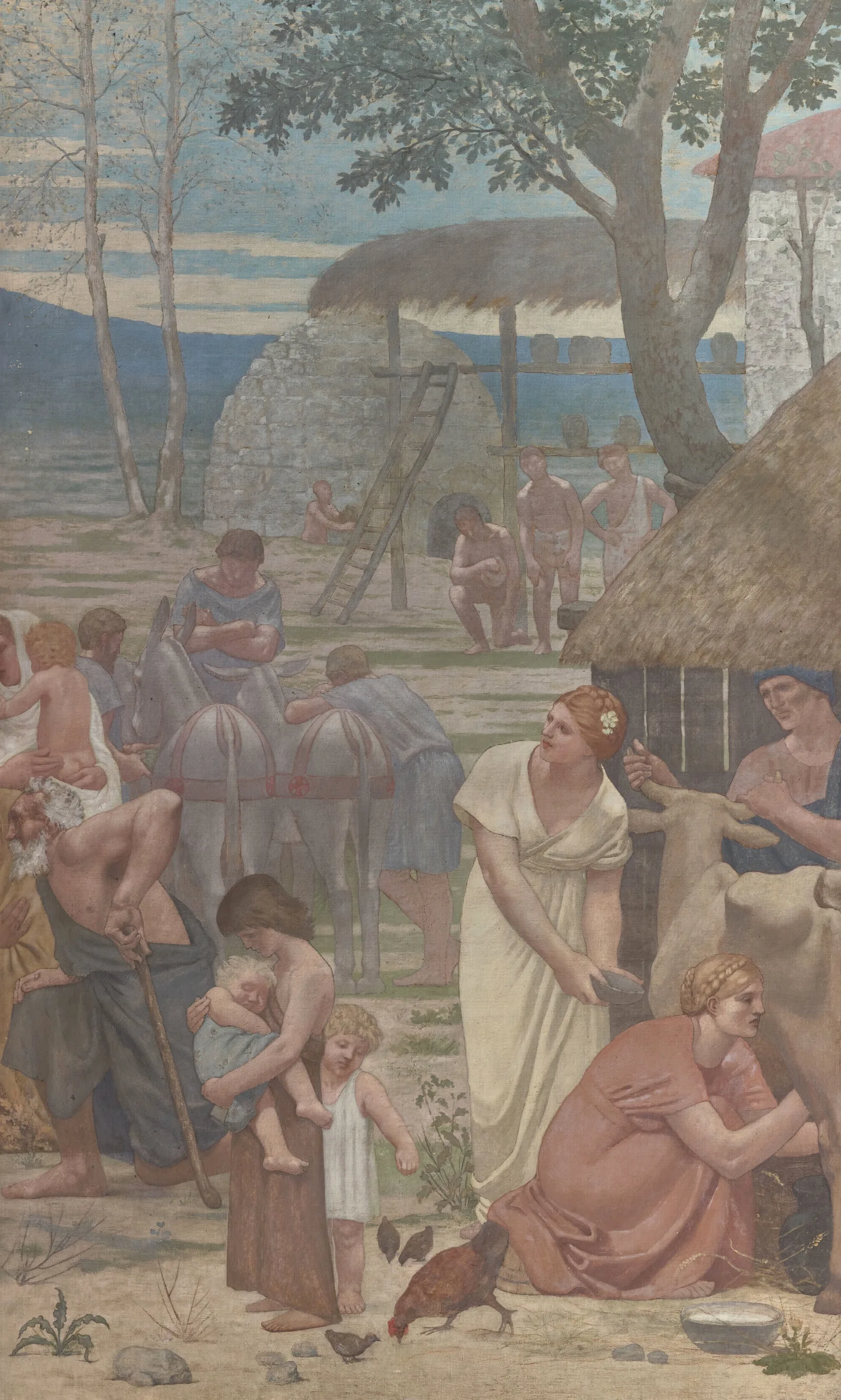 La Rencontre De Sainte Genevieve Et De Saint Germain 2 Wall Art by Pierre Puvis de Chavannes - Canvas Print