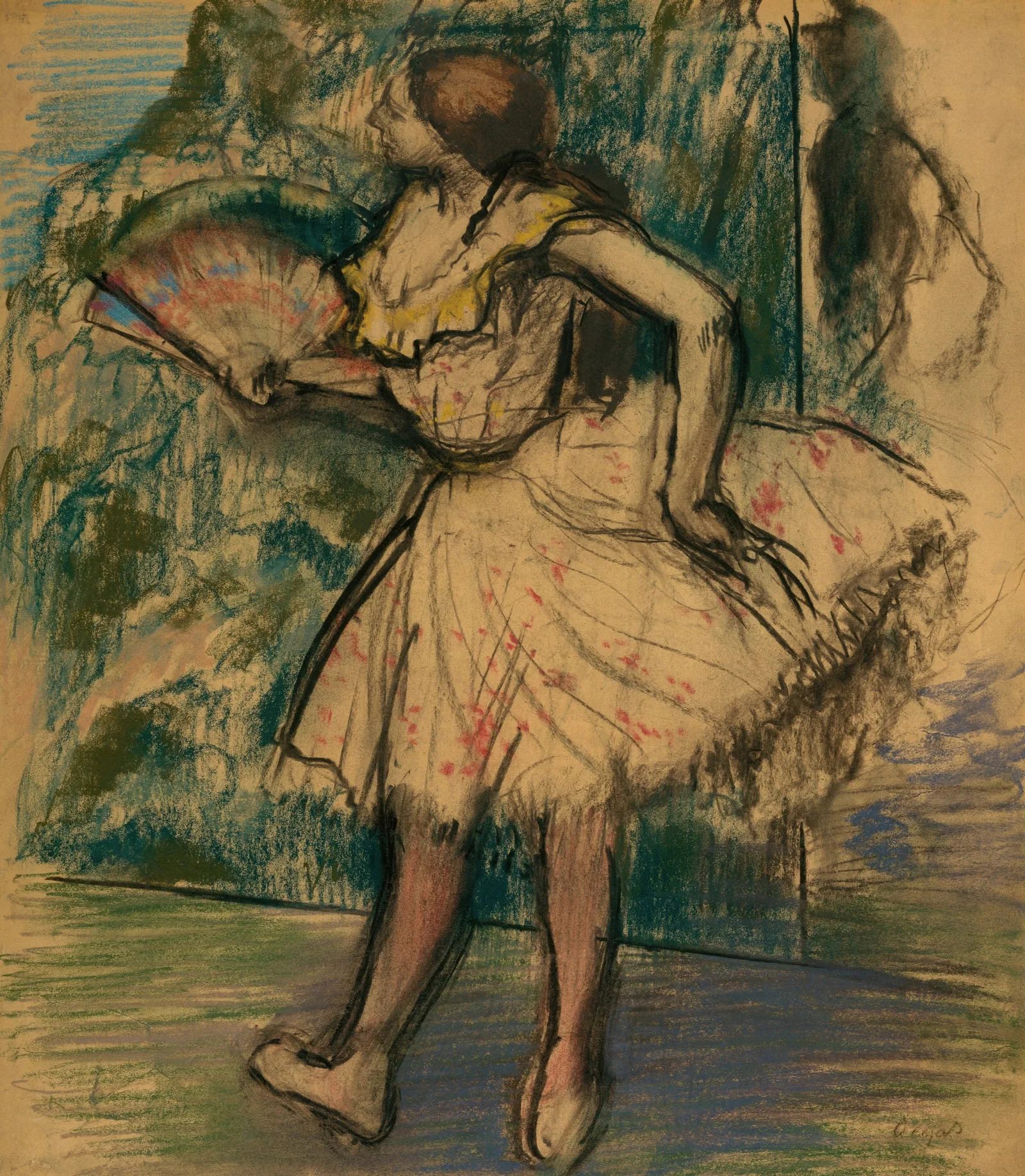 Dancer With A Fan Wall Art by Edgar Degas - Canvas Print