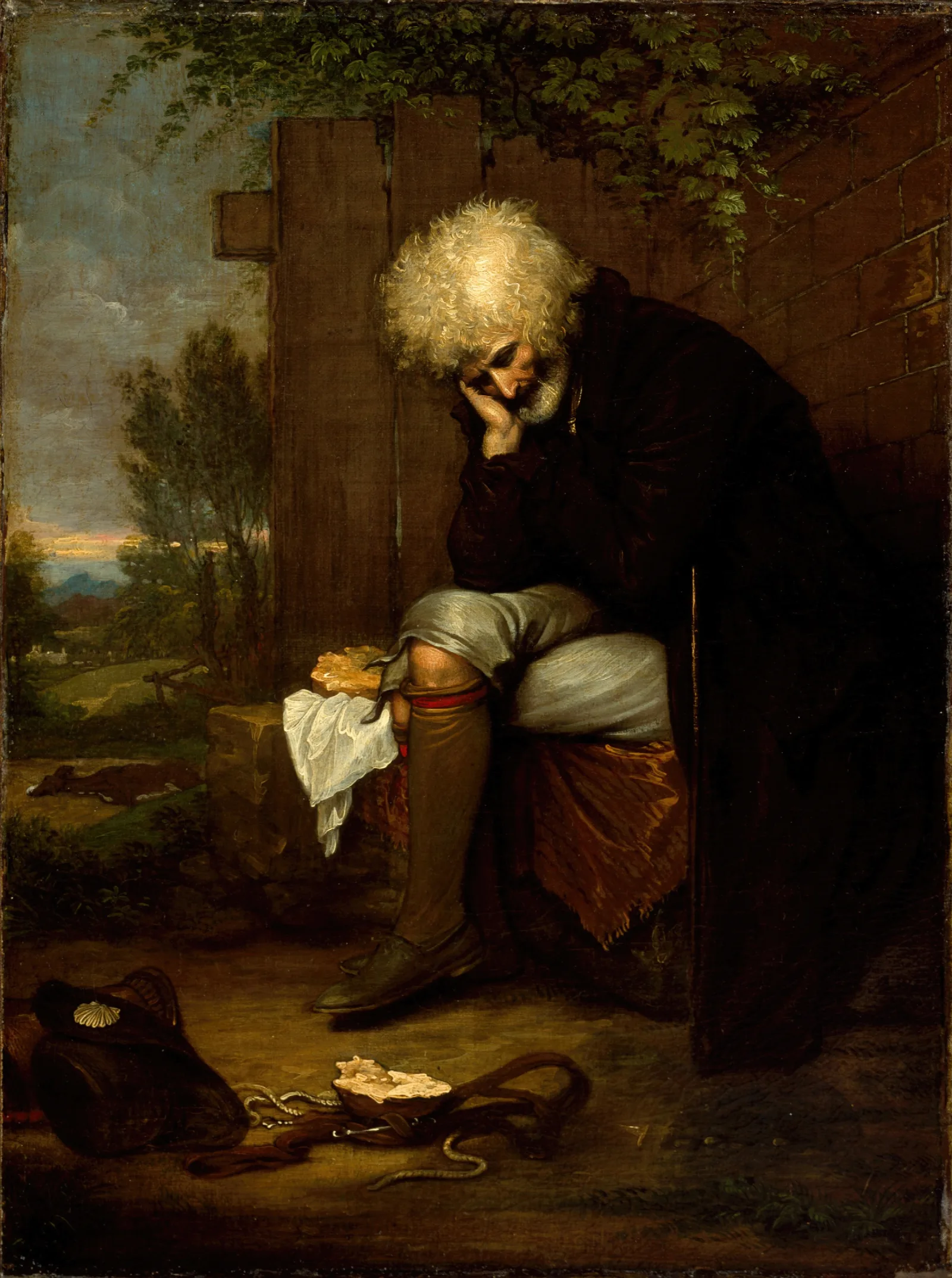 The Pilgrim Mourning His Dead Ass Wall Art by Benjamin West - Canvas Print