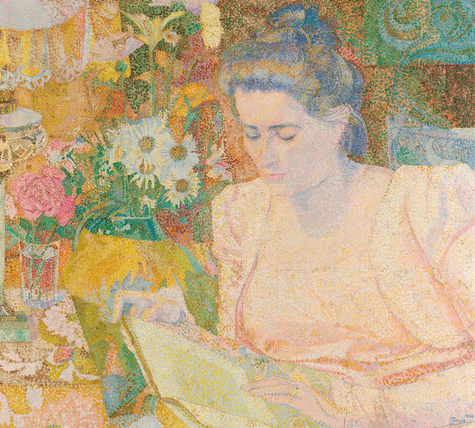 Portrait Of Mrs Marie Jeannette De Lange 2 Wall Art by Jan Toorop - Canvas Print