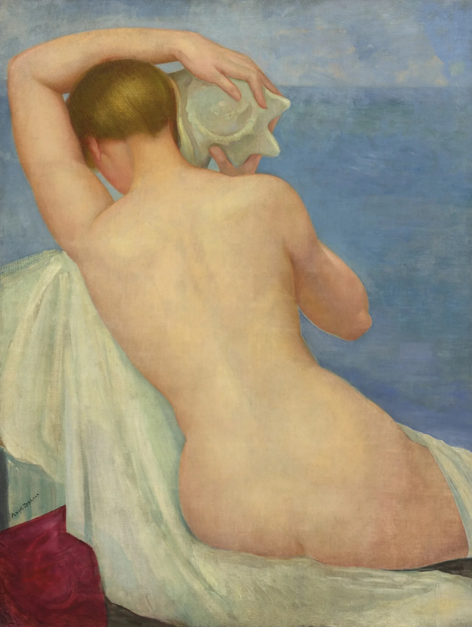 Desnudo De Espalda Con Caracol Wall Art by Ángel Zárraga - Canvas Print