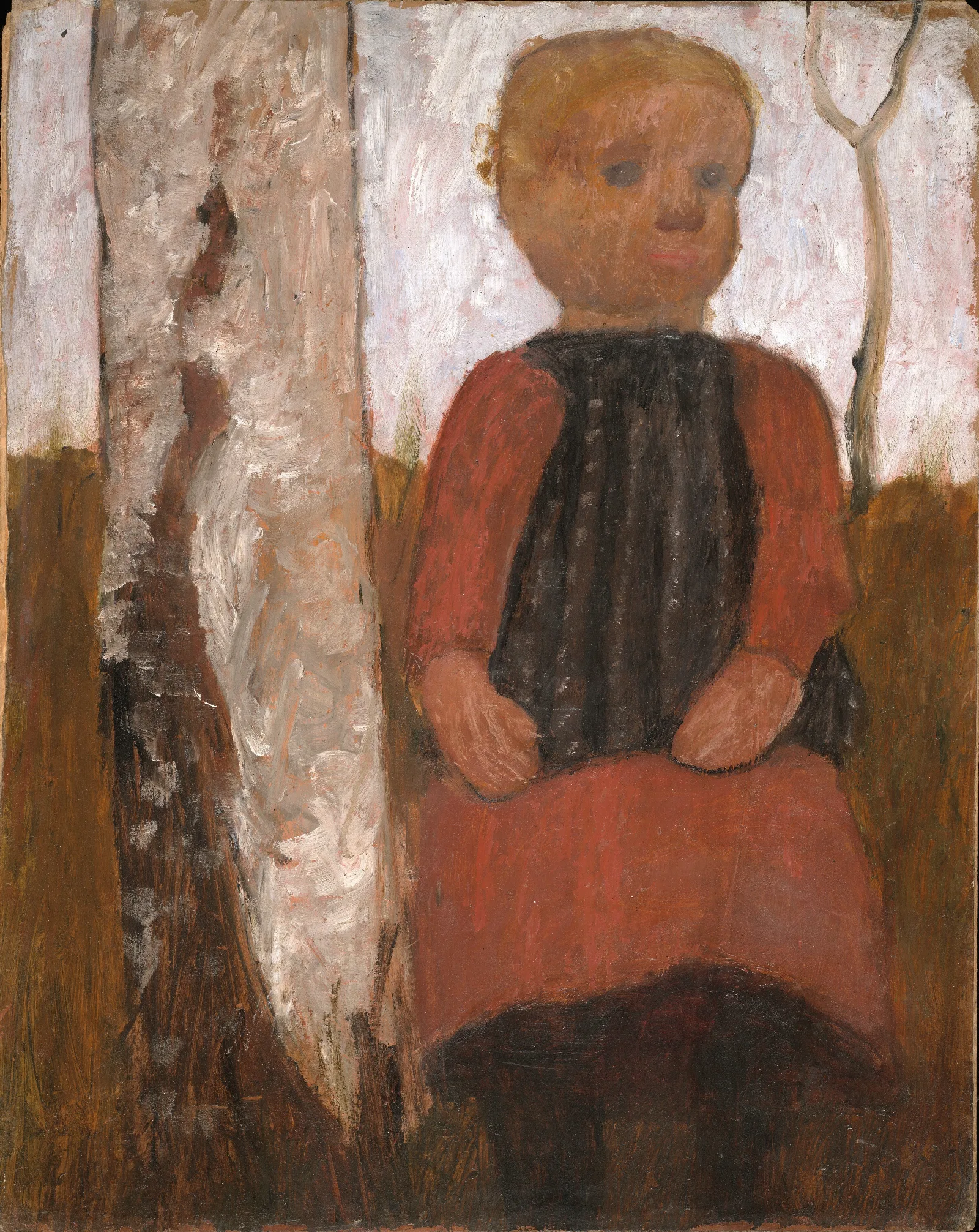 Girl In A Red Dress 3 Wall Art by Paula Modersohn-Becker - Canvas Print