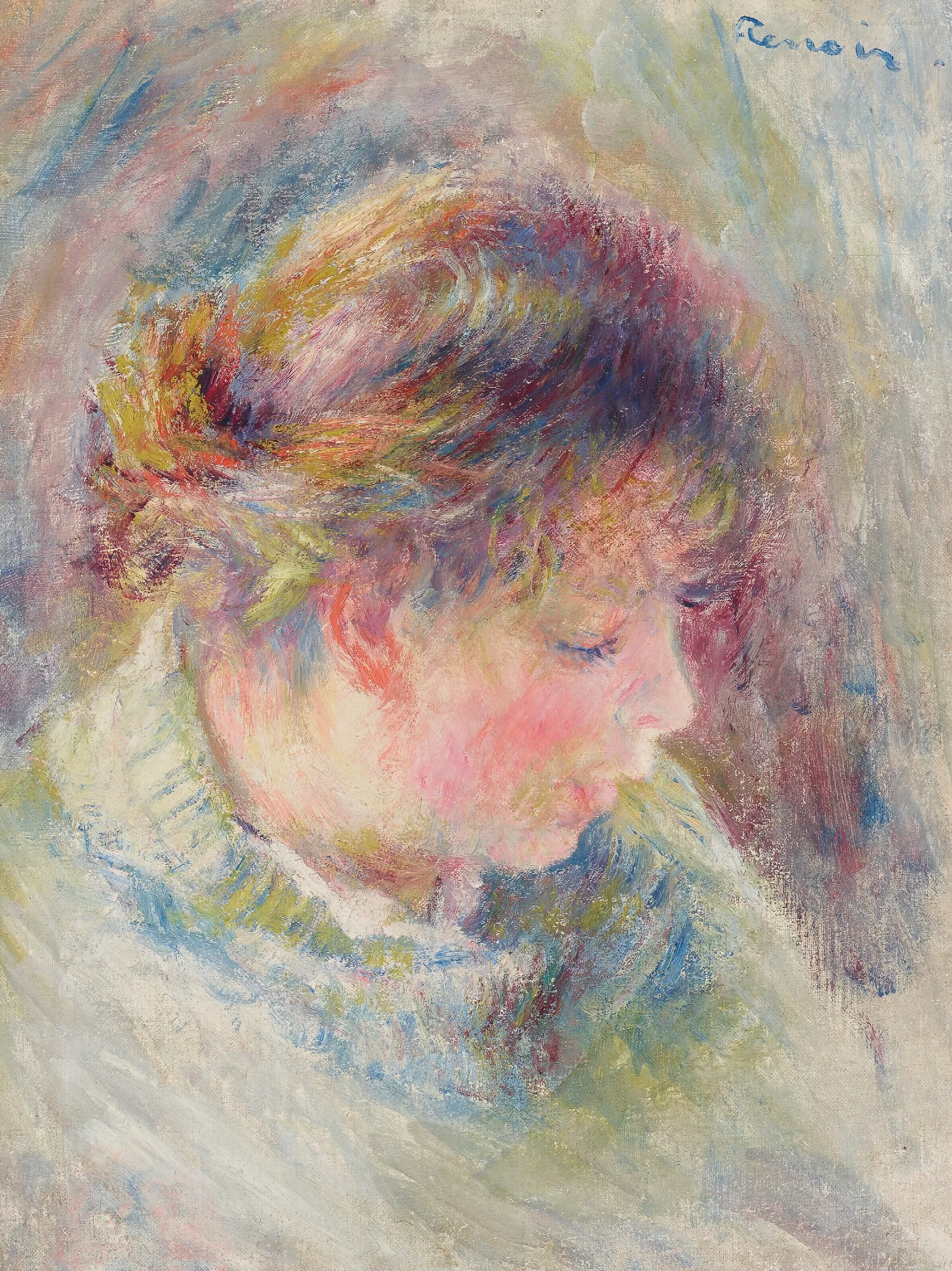 Tete De Jeune Fille 4 Wall Art by Pierre-Auguste Renoir - Canvas Print