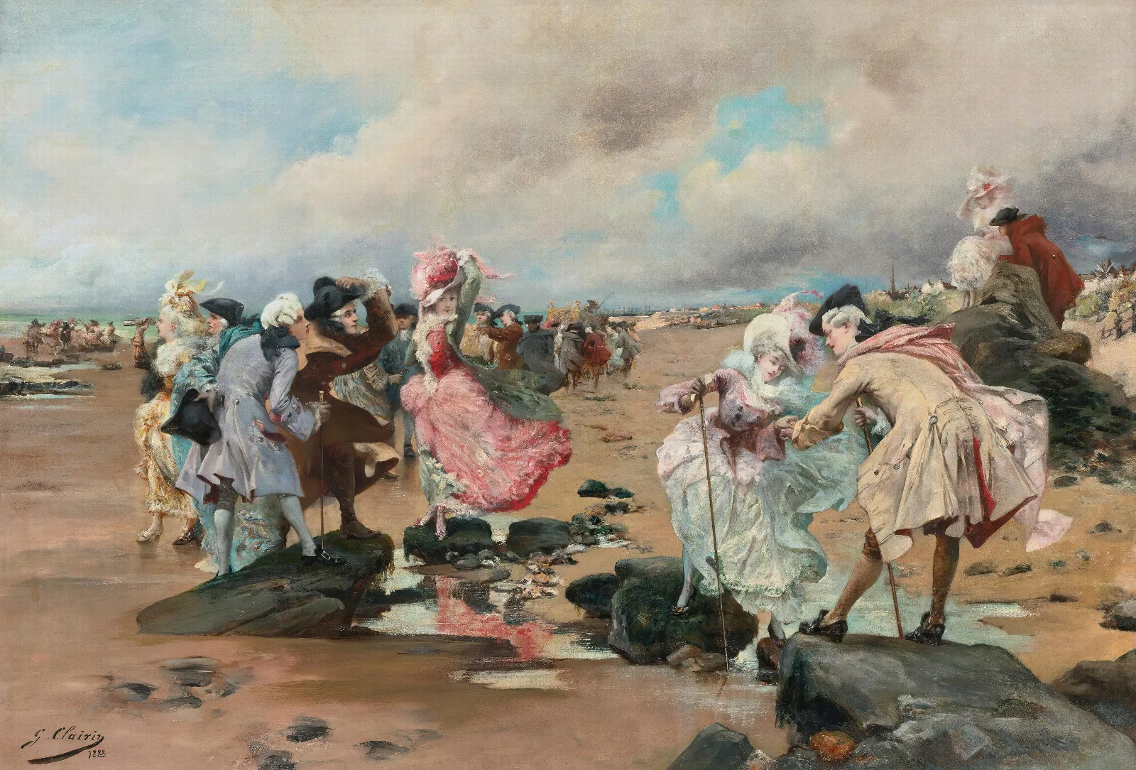 A Sunday At The Seaside Wall Art by Georges Jules Victor Clairin - Canvas Print