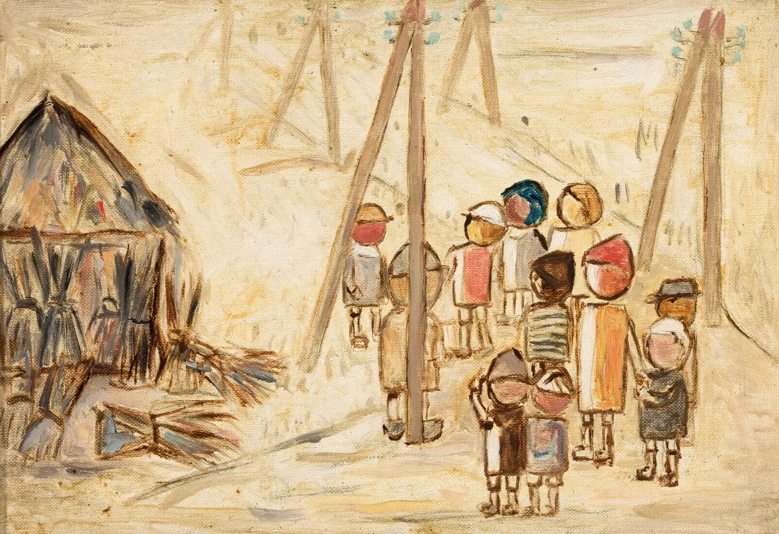 Children On A Road Wall Art by Tadeusz Makowski - Canvas Print