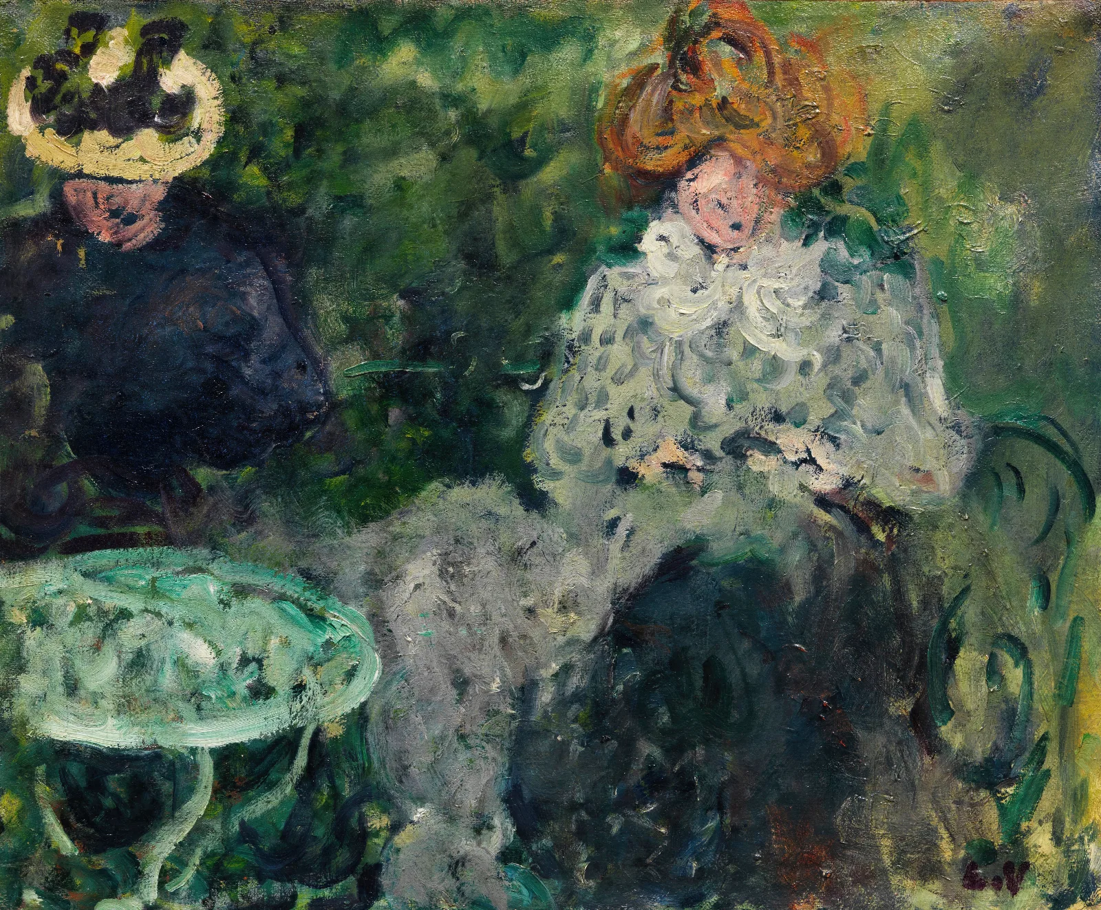 Au Cafe Mme Victor Et Mme Suzanne Valtat Wall Art by Louis Valtat - Canvas Print