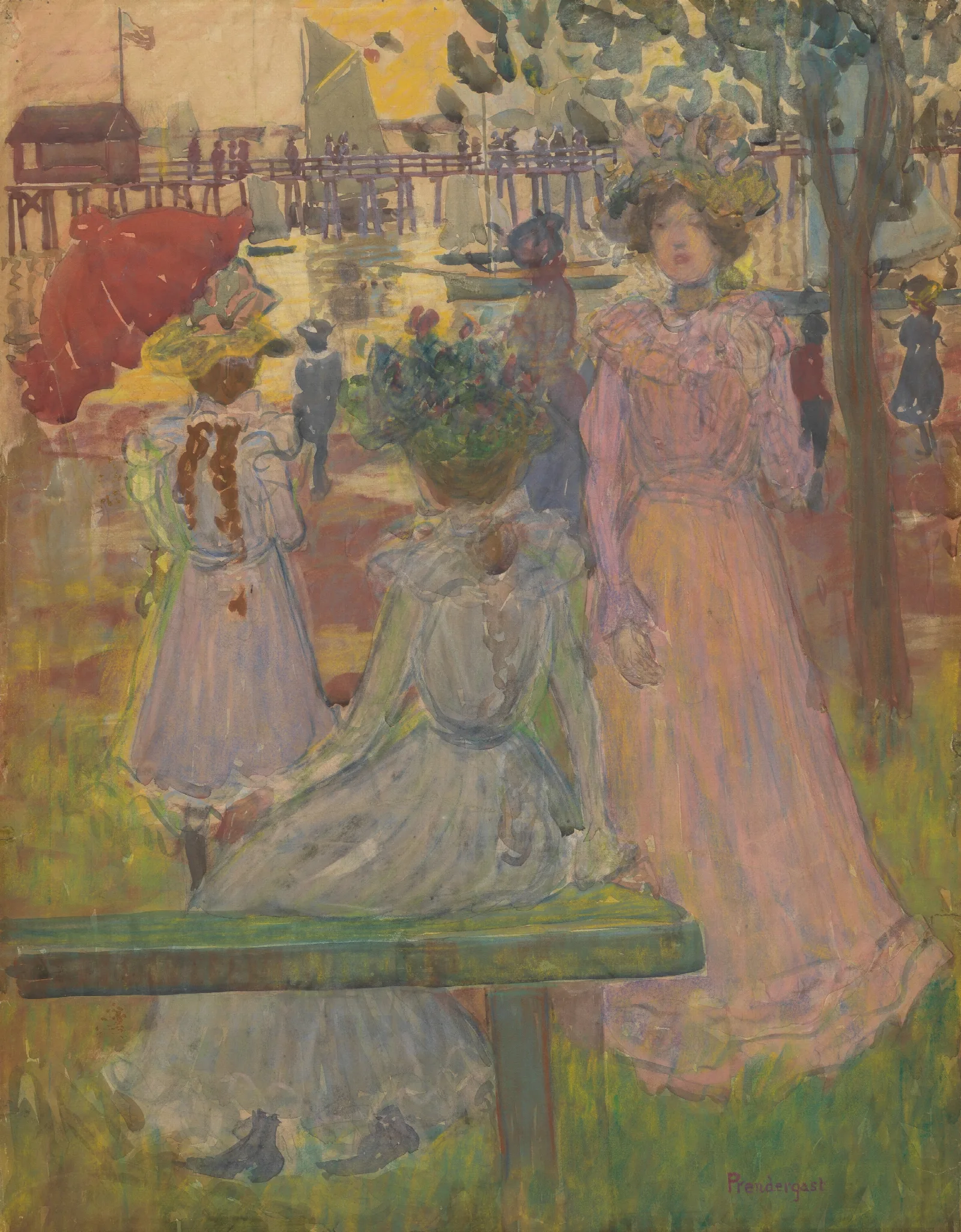 Late Afternoon Summer 2 Wall Art by Maurice Prendergast - Canvas Print