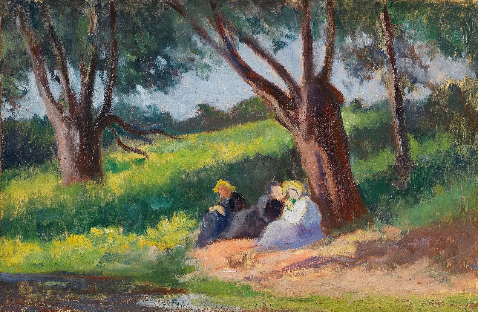 Sous Larbre Rolleboise Wall Art by Maximilien Luce - Canvas Print