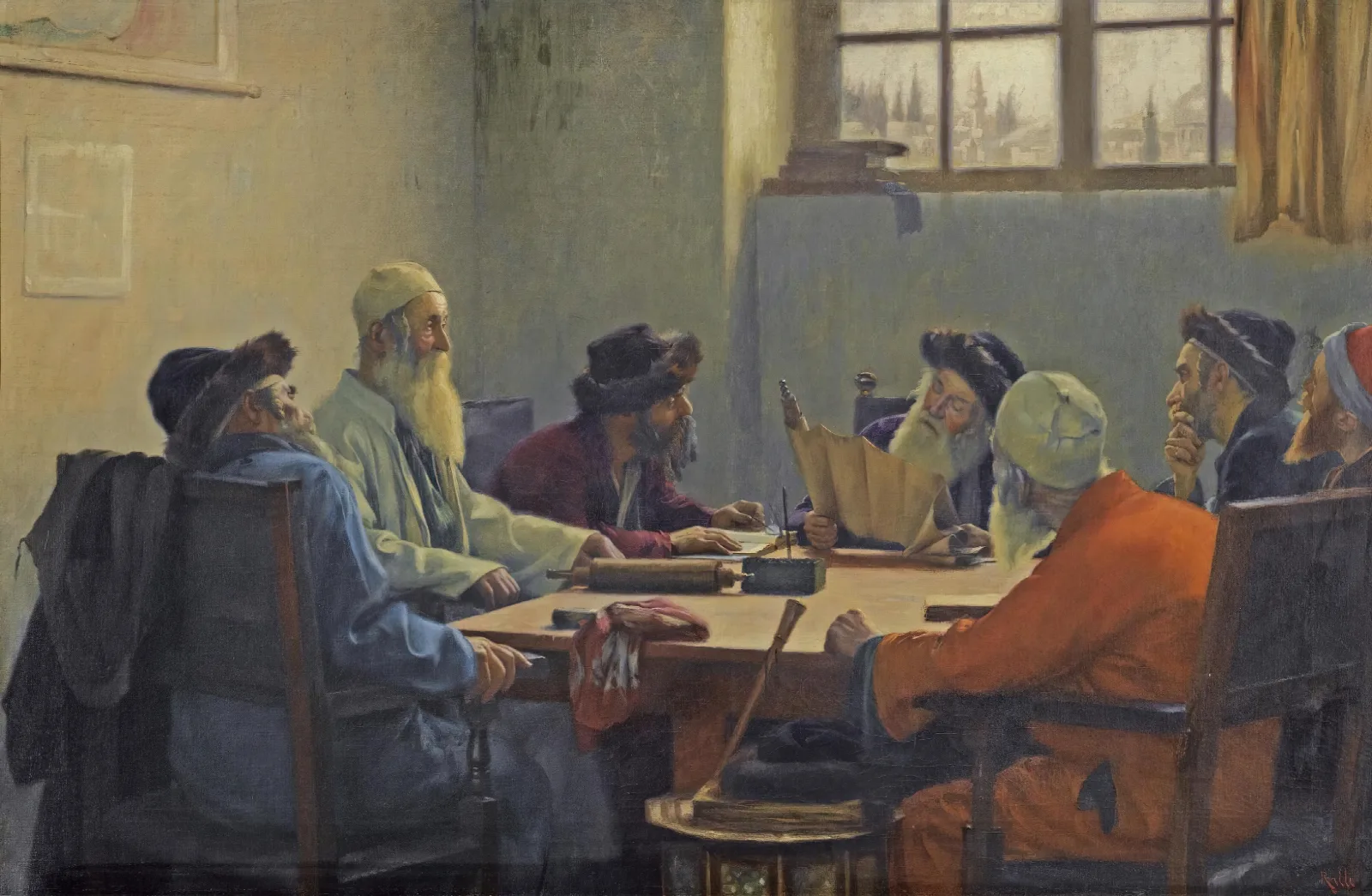 The Seven Rabbis In Jerusalem Wall Art by Theodoros Ralli - Canvas Print