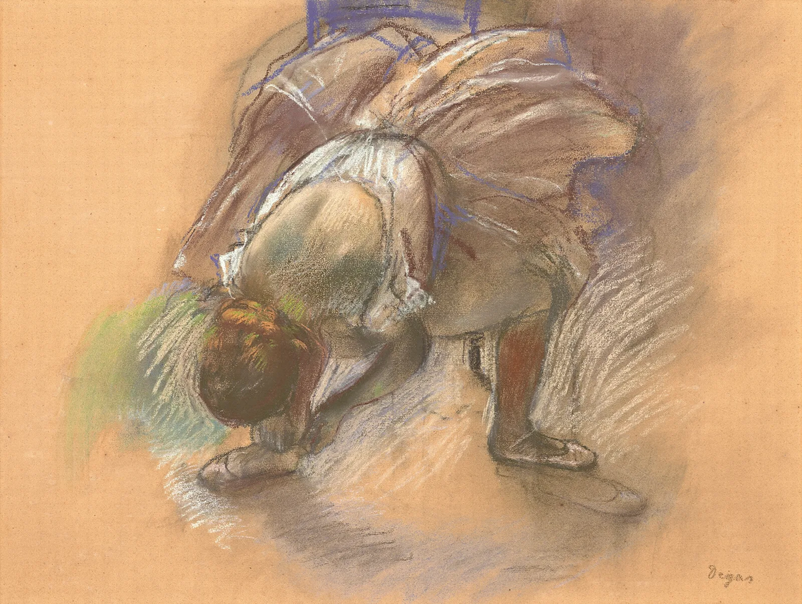 Danseuse Rajustant Son Chausson 2 Wall Art by Edgar Degas - Canvas Print