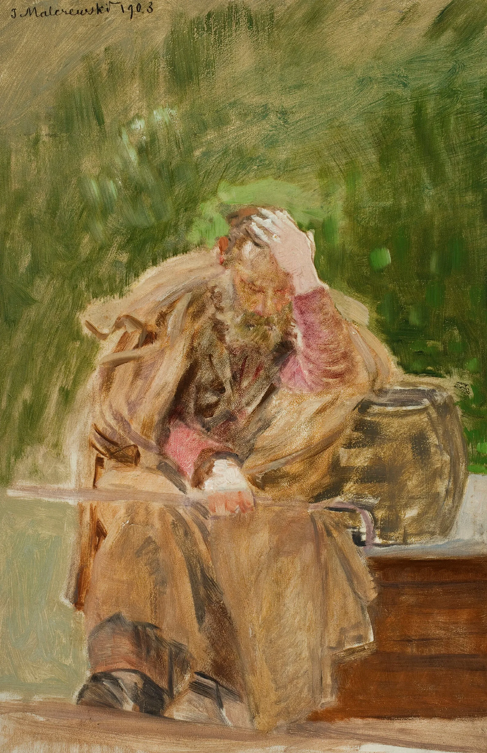 Old Man At A Water Well Wall Art by Jacek Malczewski - Canvas Print