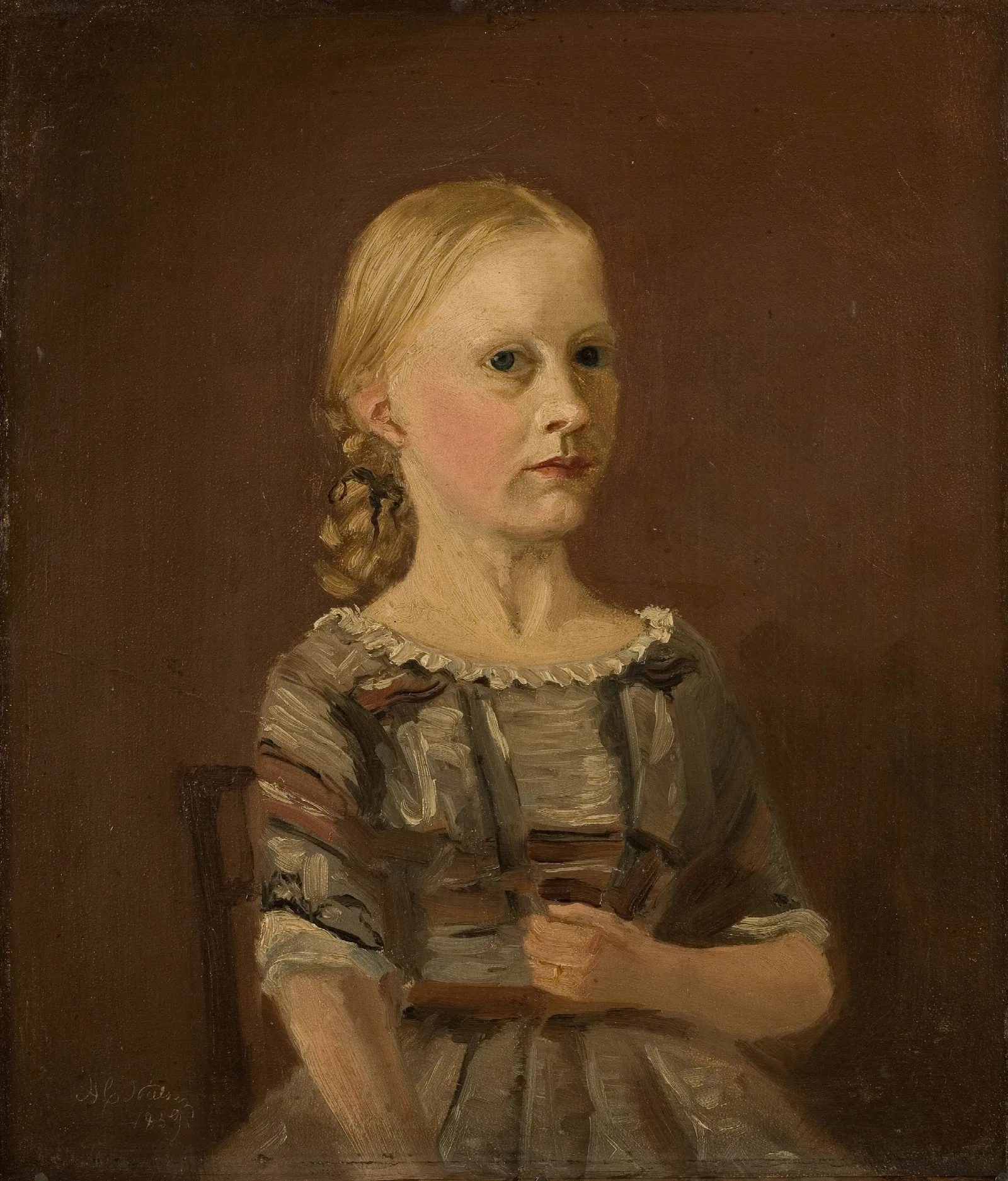 Portrett Av Kunstnerens Kusine Fru Caterine Kamstrup 12 Ar Wall Art by Amaldus Nielsen - Canvas Print