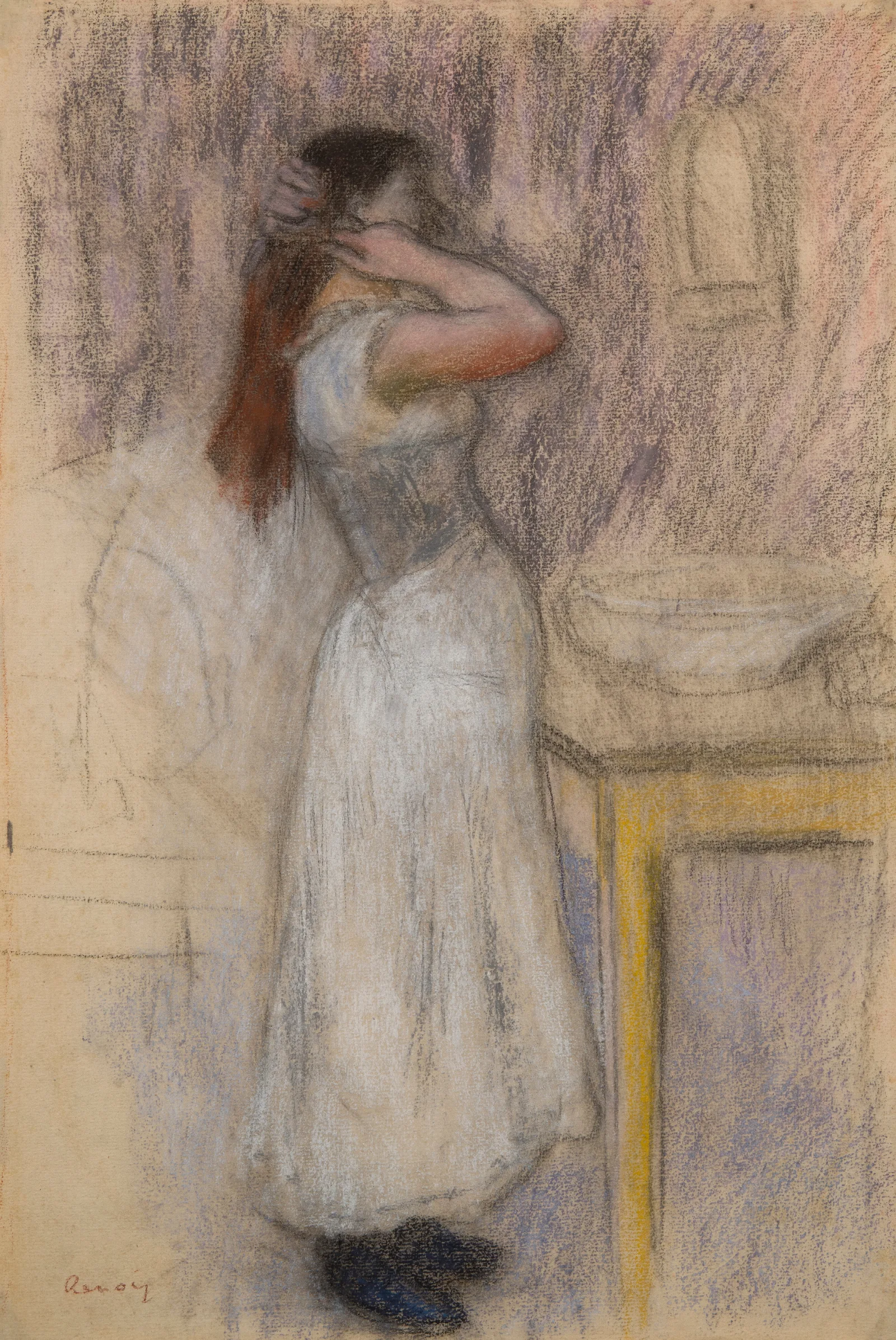 Young Woman At Her Toilette Wall Art by Pierre-Auguste Renoir - Canvas Print