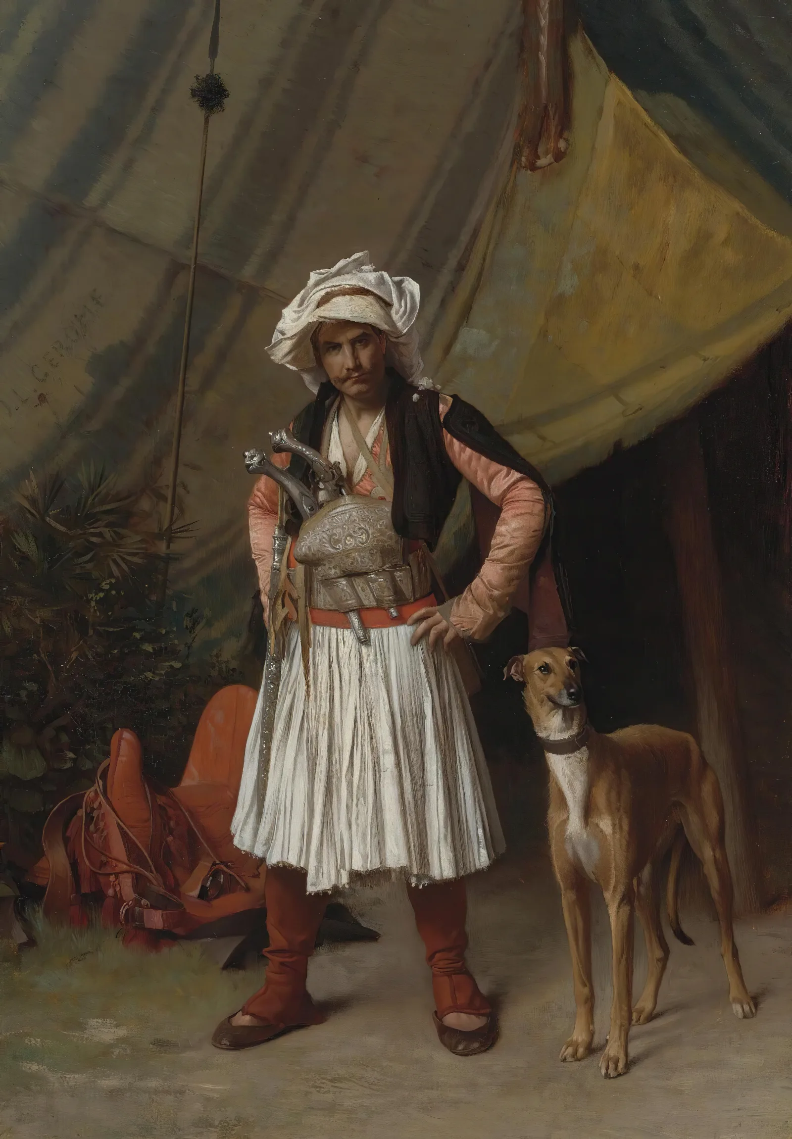 A Bashi Bazouk And His Dog Wall Art by Jean-Léon Gérôme - Canvas Print