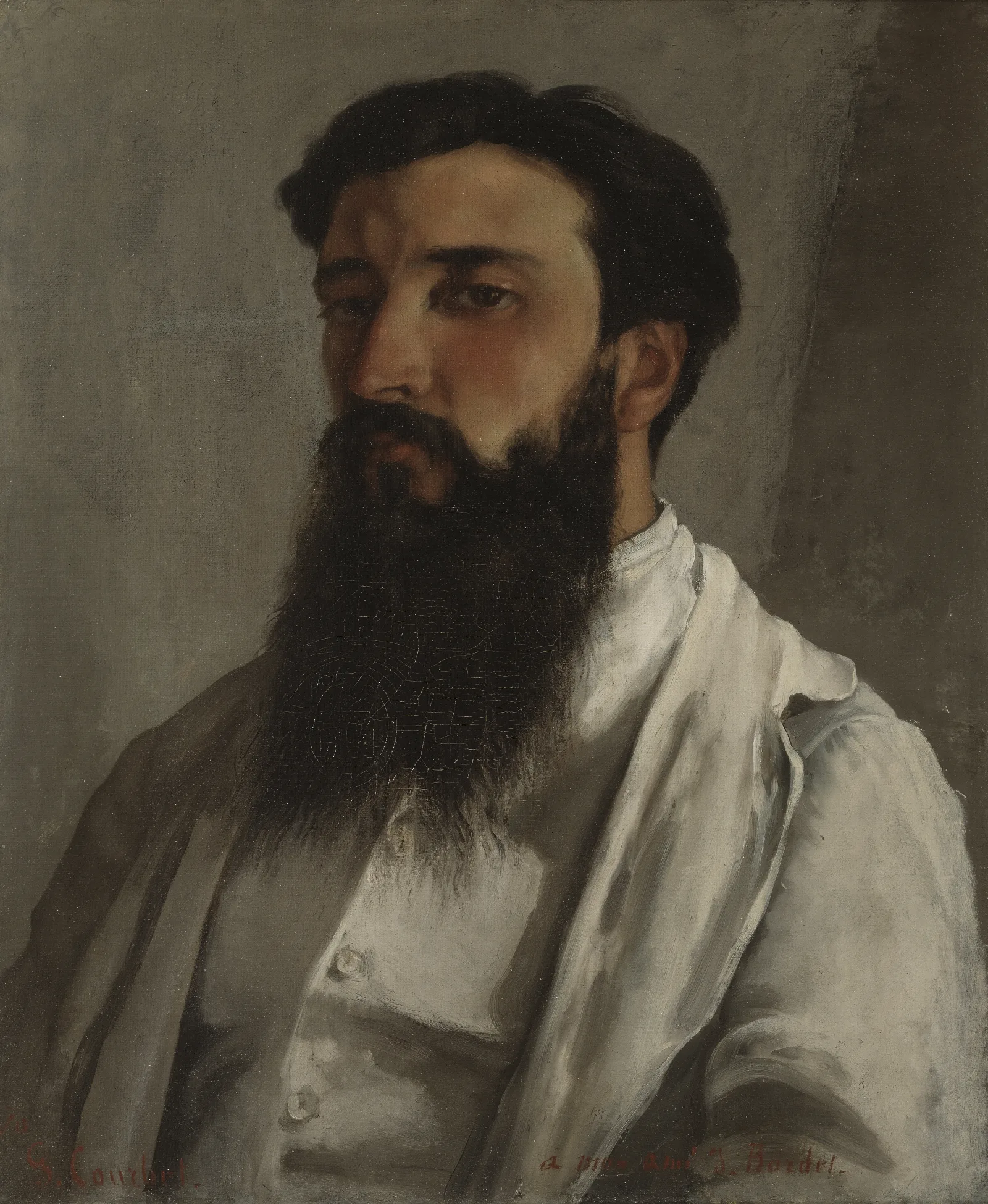 Portrait Of Jules Bordet Wall Art by Gustave Courbet - Canvas Print