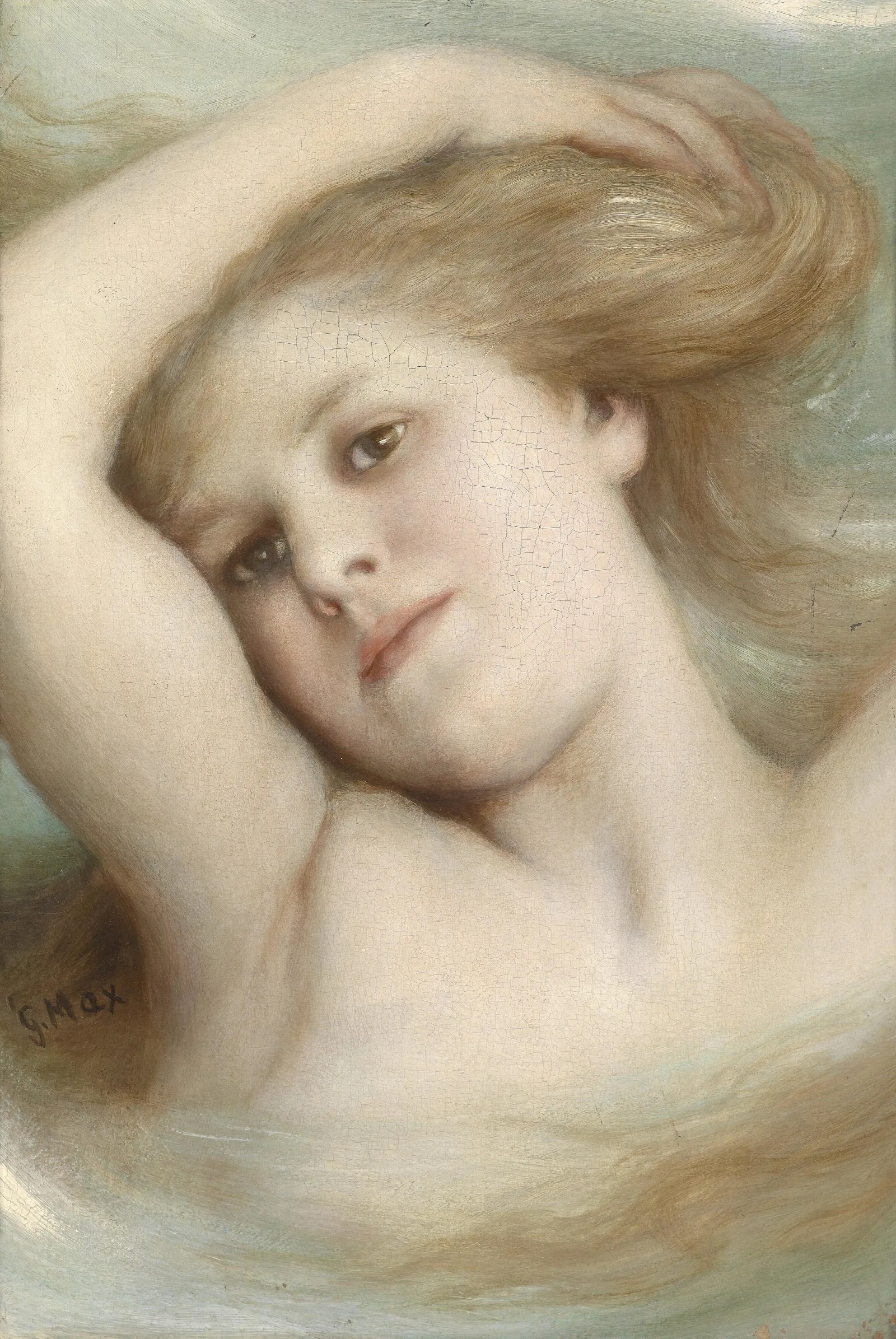 Kopf Eines Traumenden Madchens Wall Art by Gabriel von Max - Canvas Print