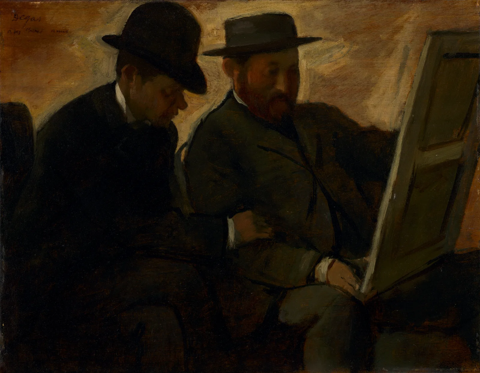 Paul Lafond And Alphonse Cherfils Examining A Painting Wall Art by Edgar Degas - Canvas Print