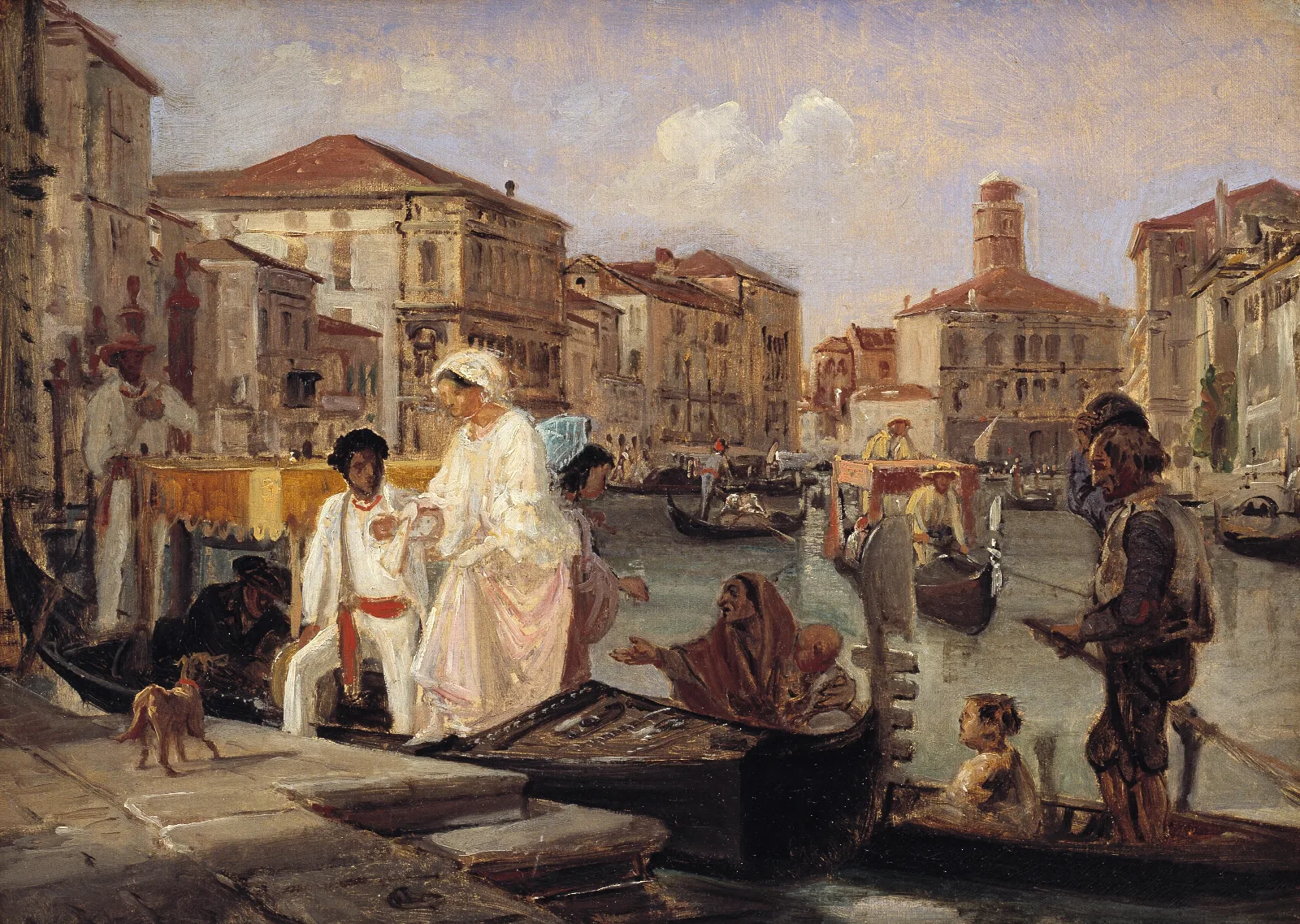 Alighting From A Gondola In Venice Wall Art by Wilhelm Marstrand - Canvas Print