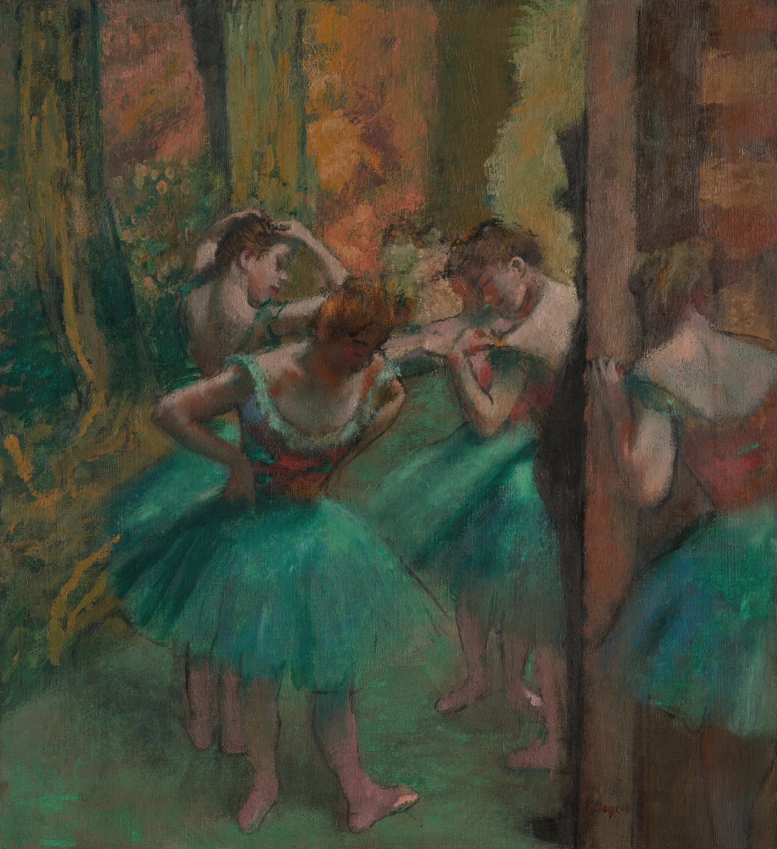 Dancers Pink And Green Wall Art by Edgar Degas - Canvas Print
