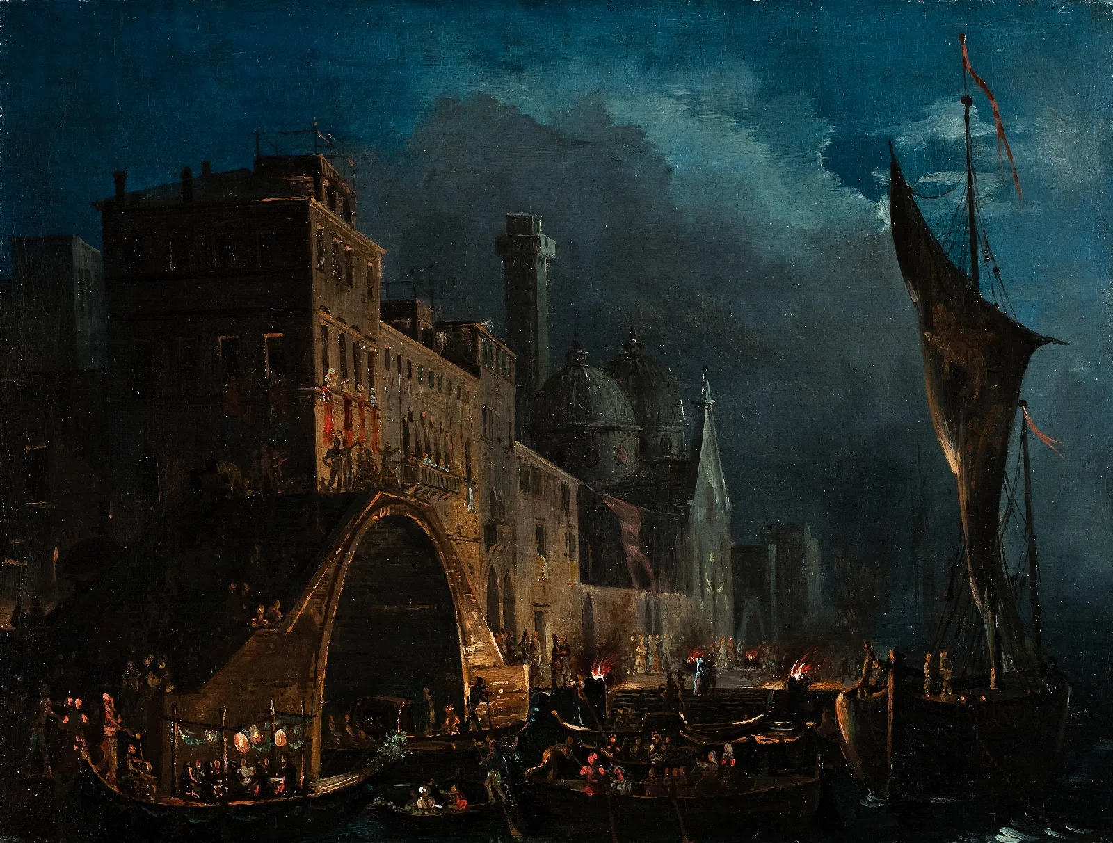 A Venetian Gala Night Wall Art by Ippolito Caffi - Canvas Print
