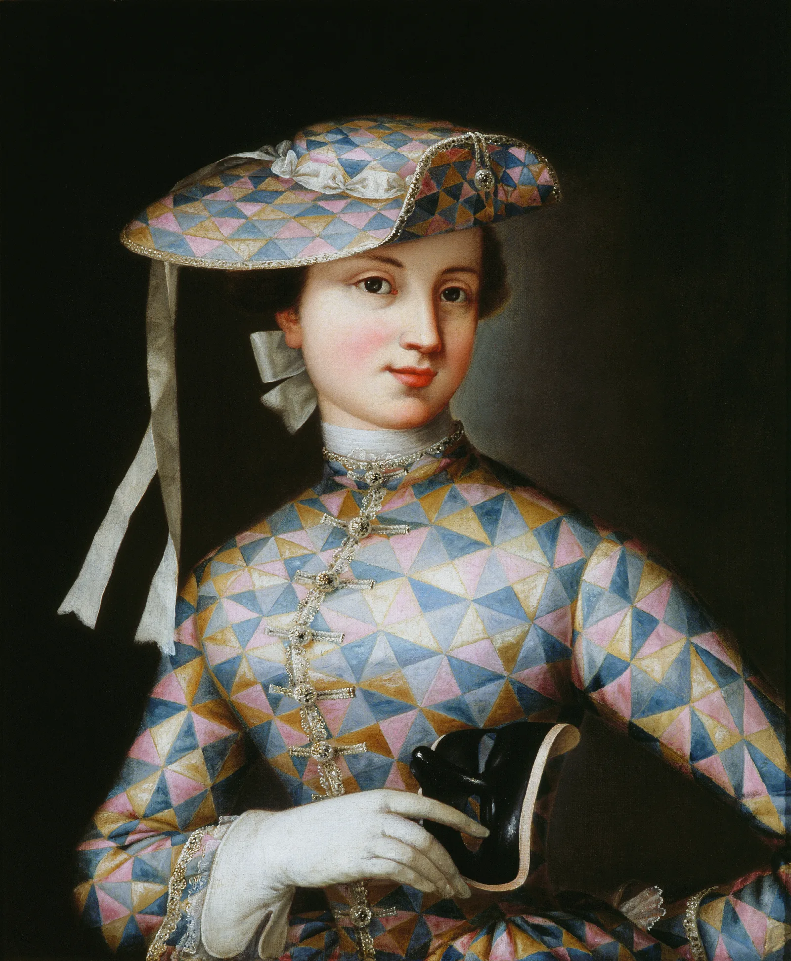 Portret Van Een Dame Met Harlekijn Wall Art by Jean-Antoine Watteau - Canvas Print