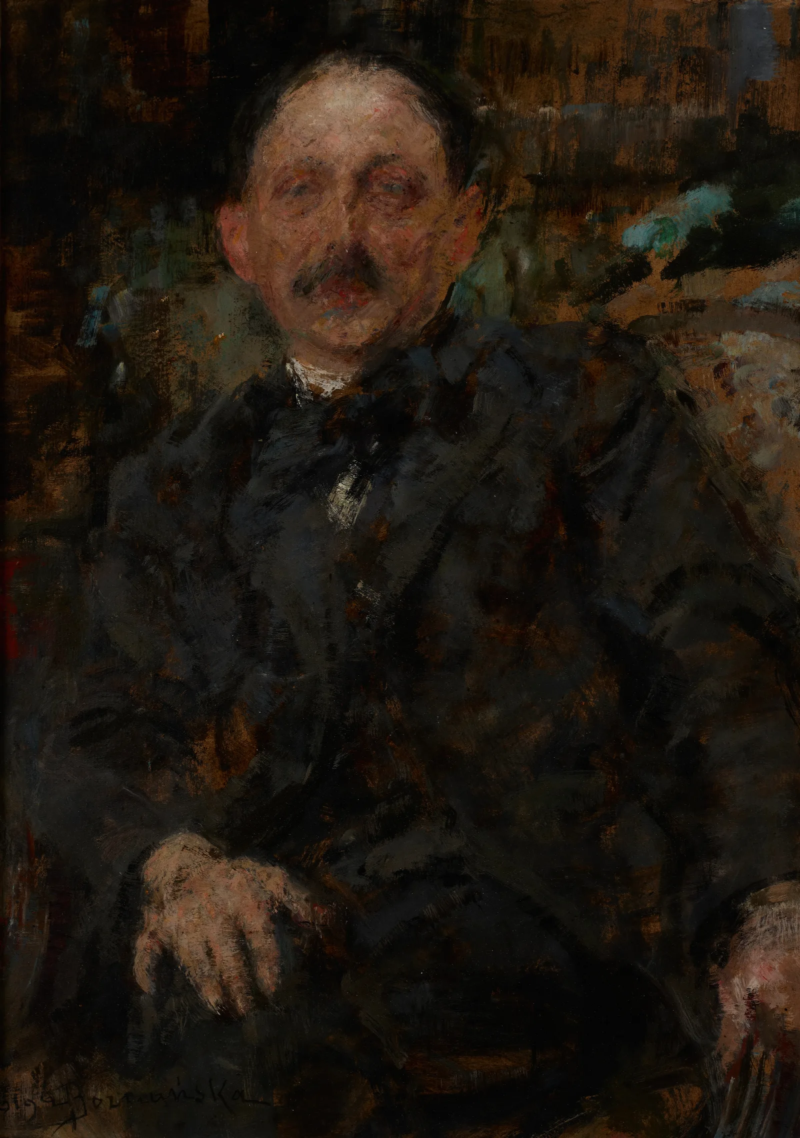 Portrait Of Painter Marcin Samlicki Wall Art by Olga Boznanska - Canvas Print