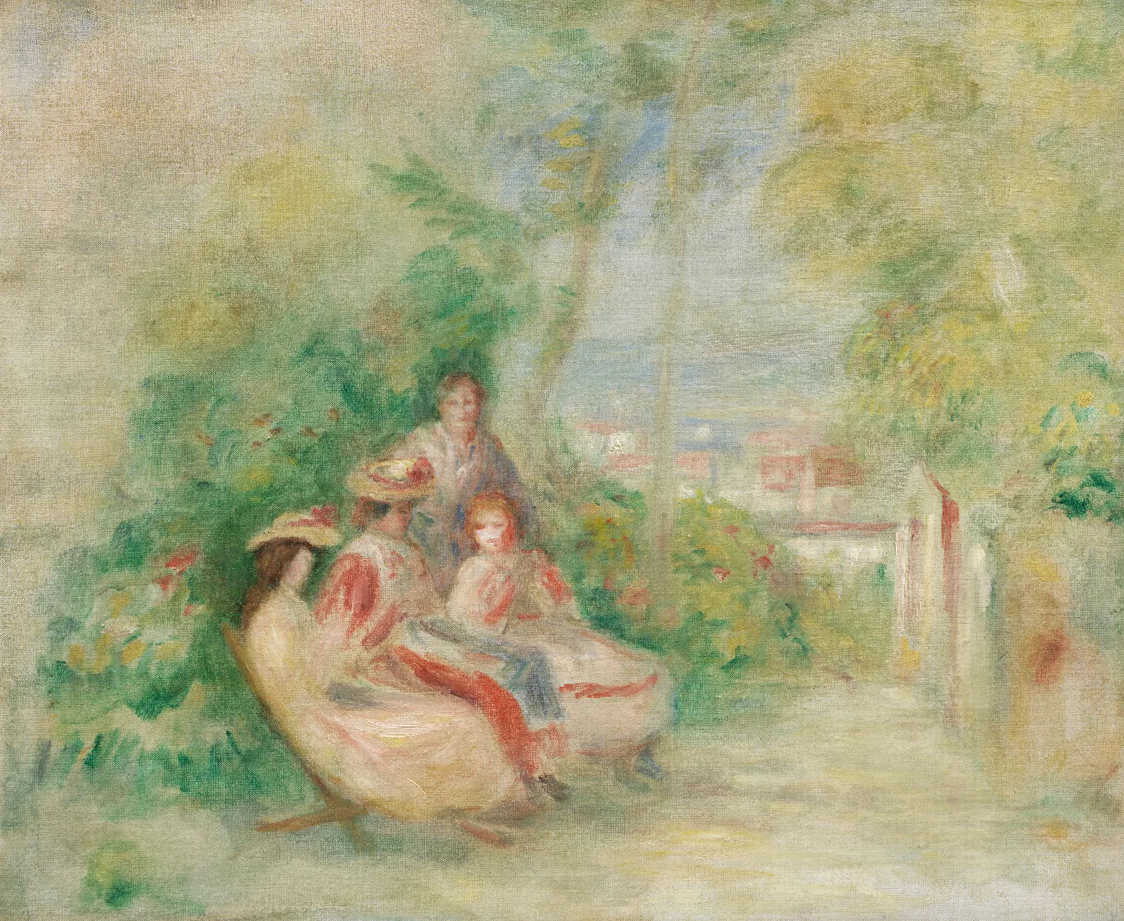 Jeunes Femmes Dans Un Jardin Wall Art by Pierre-Auguste Renoir - Canvas Print