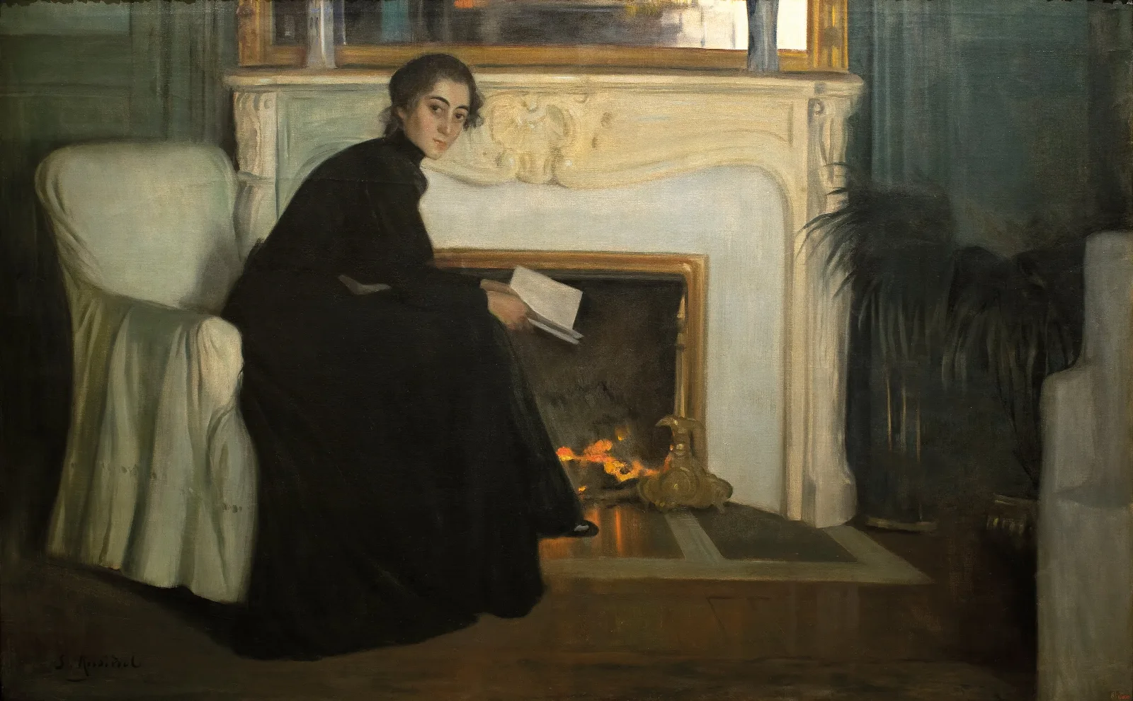Romantic Novel Wall Art by Santiago Rusiñol - Canvas Print