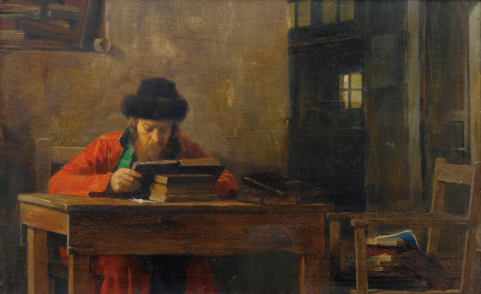 Reading Rabbi Wall Art by Theodoros Ralli - Canvas Print