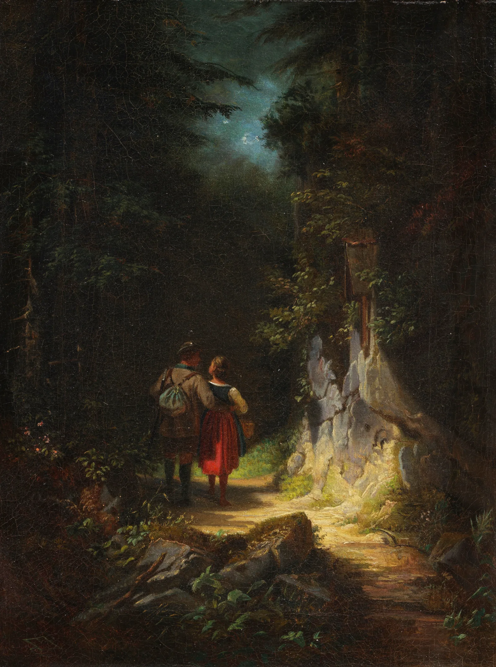 Jager Mit Madchen Der Verliebte Jager Wall Art by Carl Spitzweg - Canvas Print