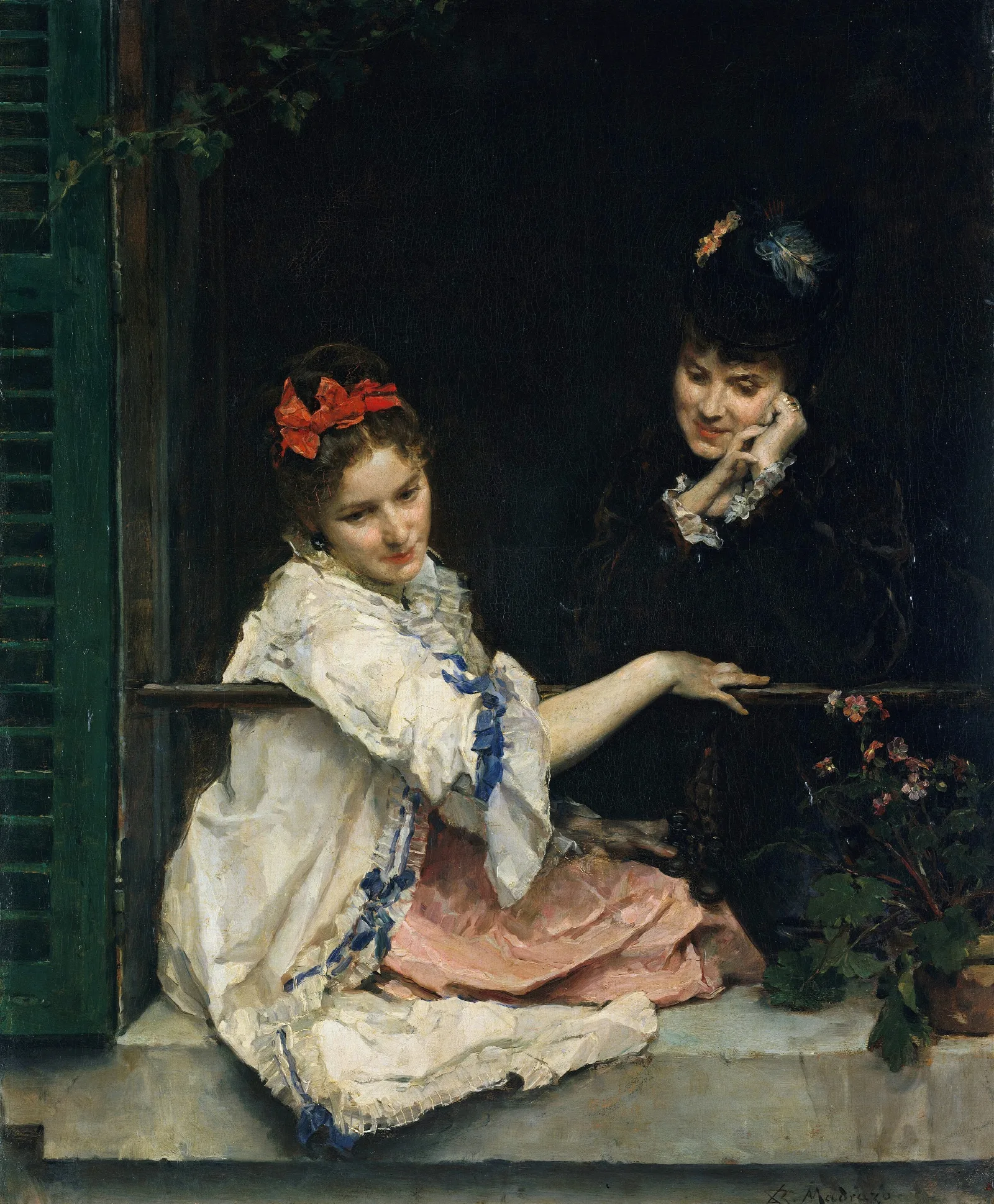 Girls At A Window Wall Art by Raimundo de Madrazo y Garreta - Canvas Print