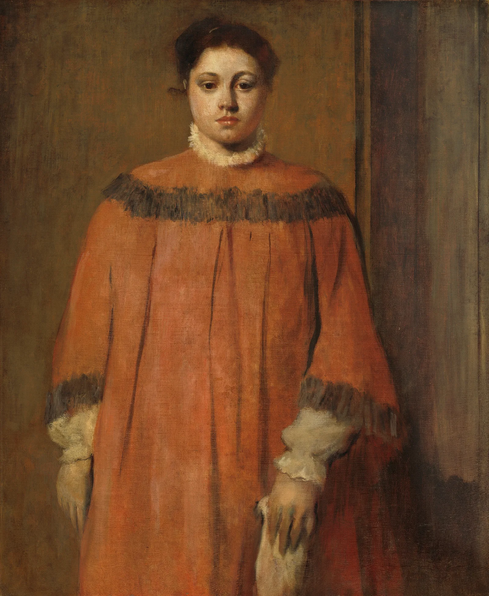 Girl In Red Wall Art by Edgar Degas - Canvas Print