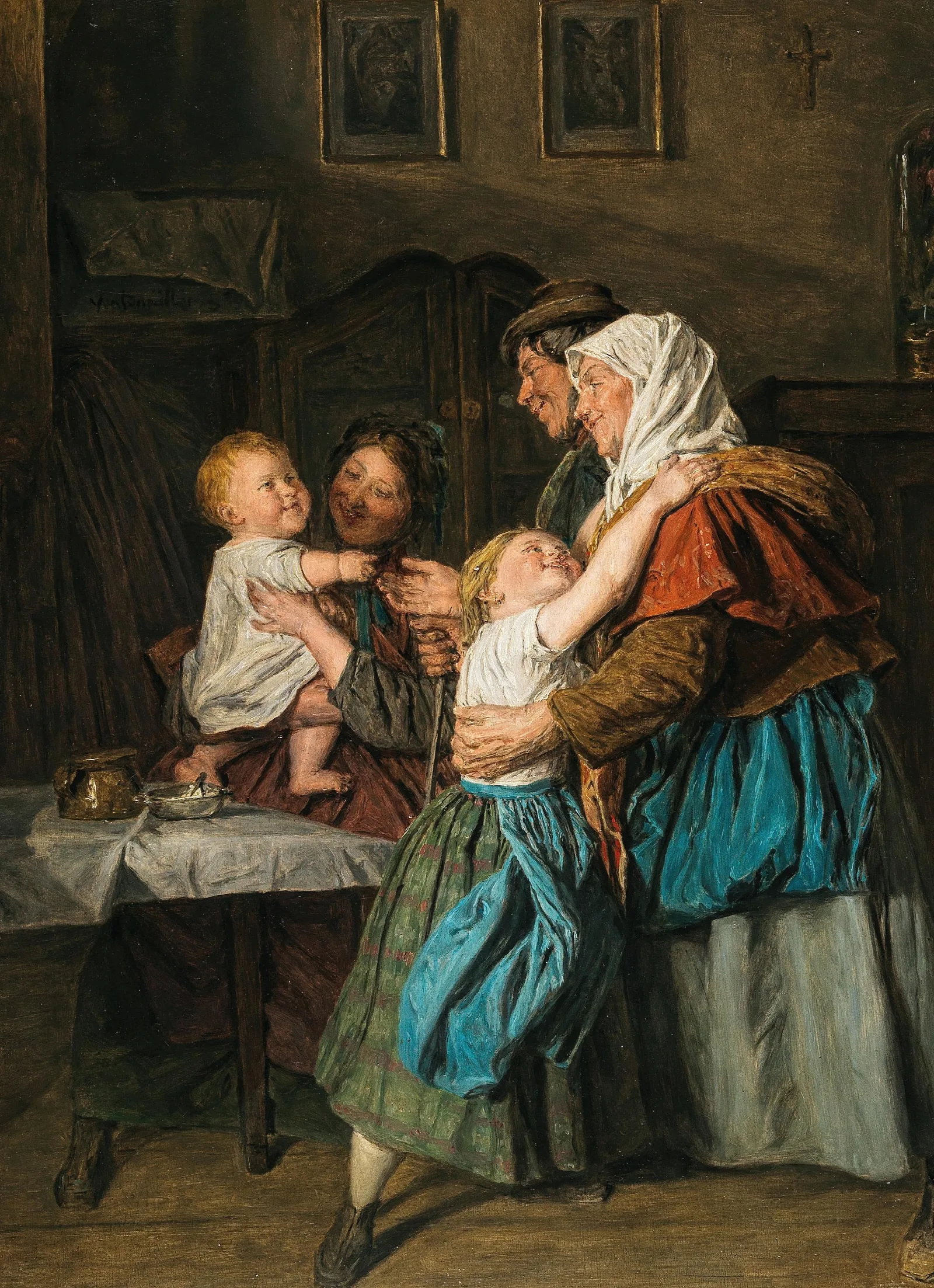 The Grandparents Visit Wall Art by Ferdinand Georg Waldmüller - Canvas Print