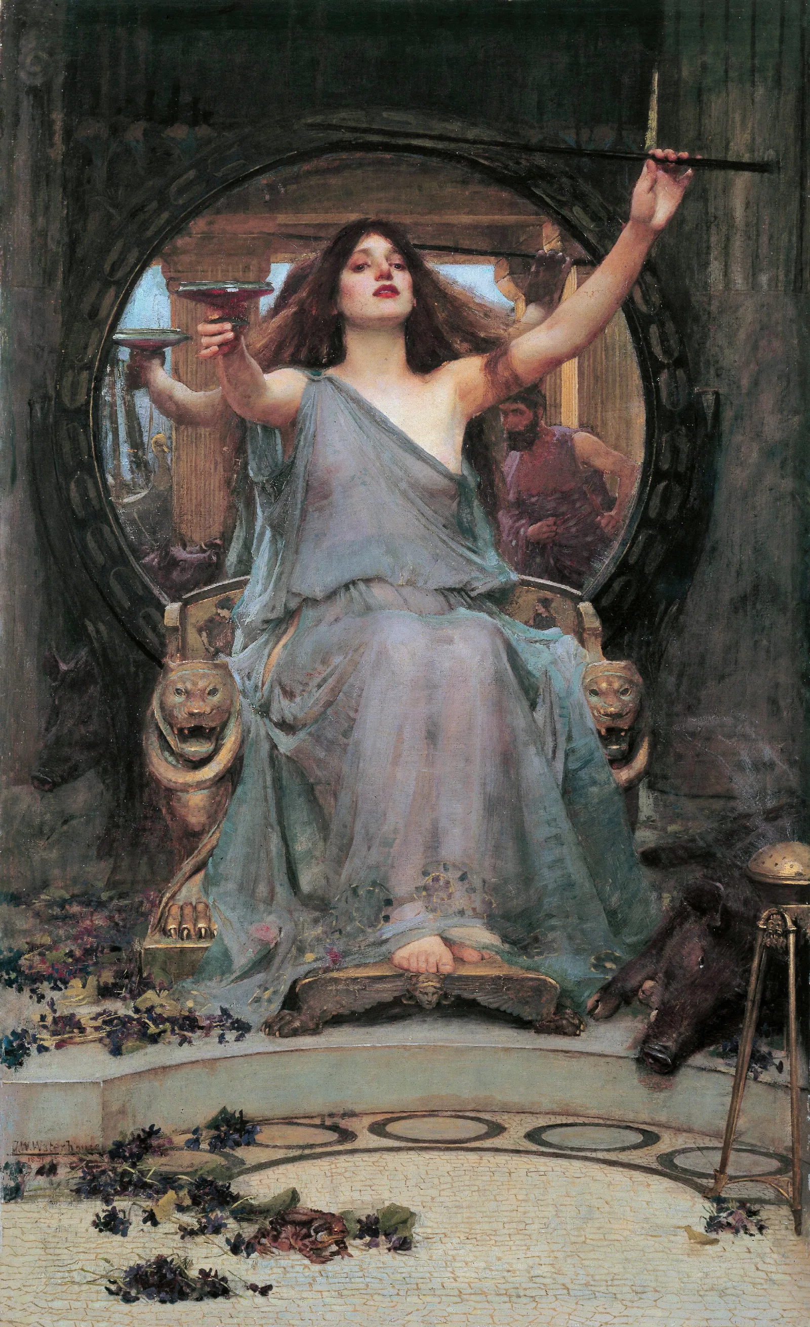 Circe Offering The Cup To Odysseus Wall Art by John William Waterhouse - Canvas Print