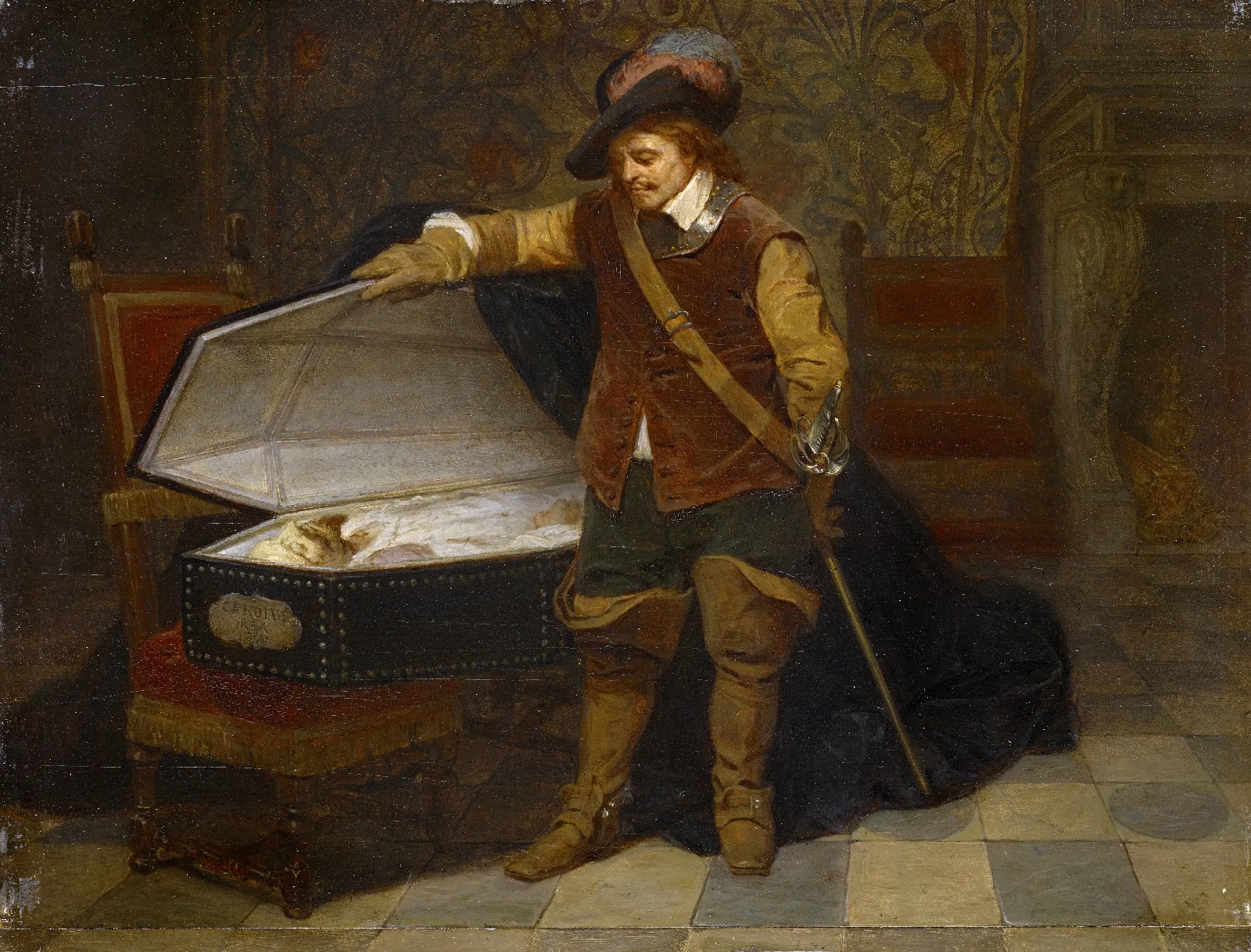 Cromwell And Charles I Wall Art by Paul Delaroche - Canvas Print