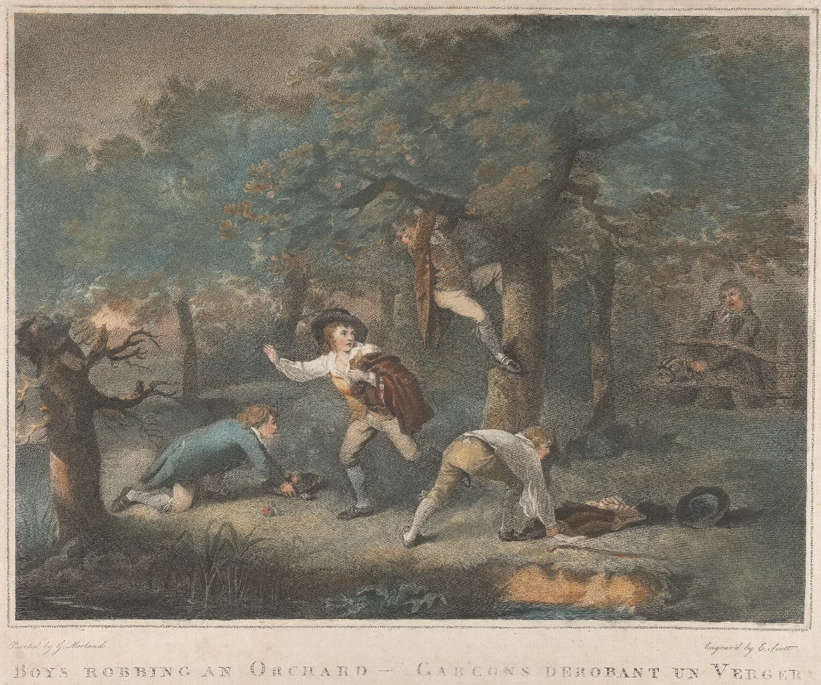 Boys Robbing An Orchard Wall Art by George Morland - Canvas Print
