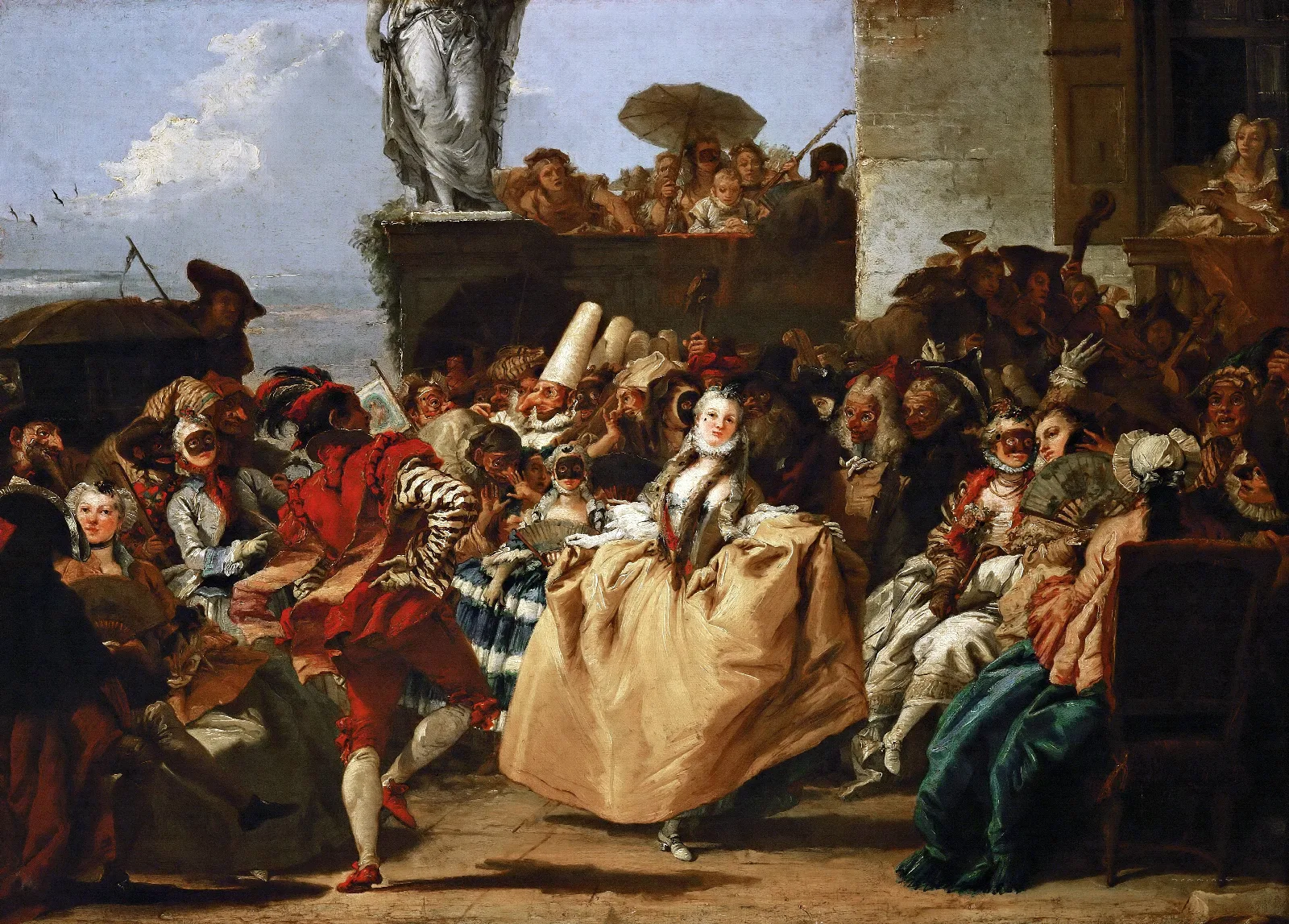 Carnival Scene Or The Minuet Wall Art by Giovanni Domenico Tiepolo - Canvas Print